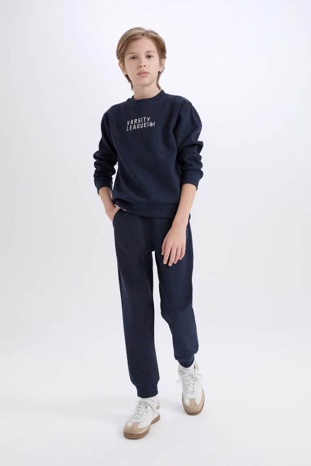 DeFacto-2-Piece Navy Blue Boy Tracksuit Set D9819A8/Nv254 1