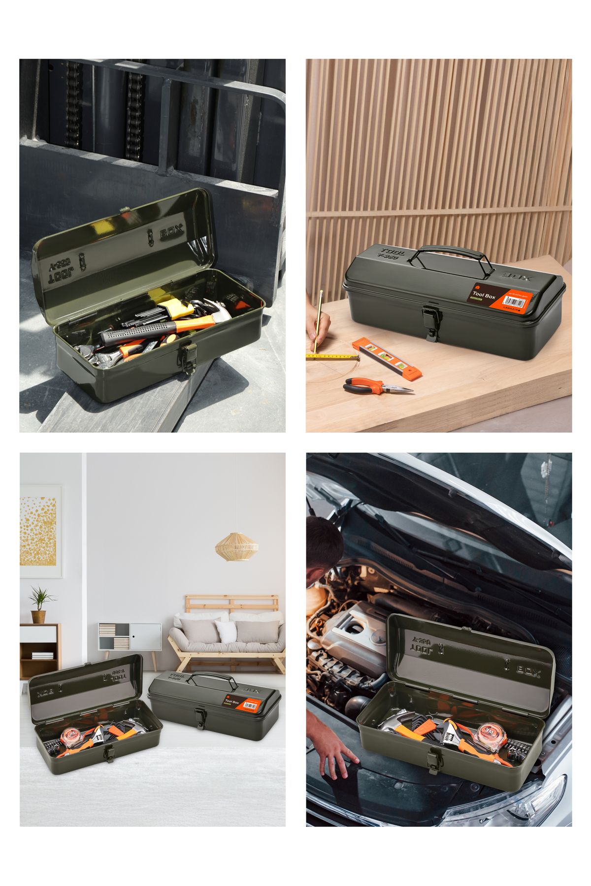 Lawazim-Tool Box -36cm Green- Durable Rust-Proof Anti-Corrosion Metal Tool Box with Secure Latch 7