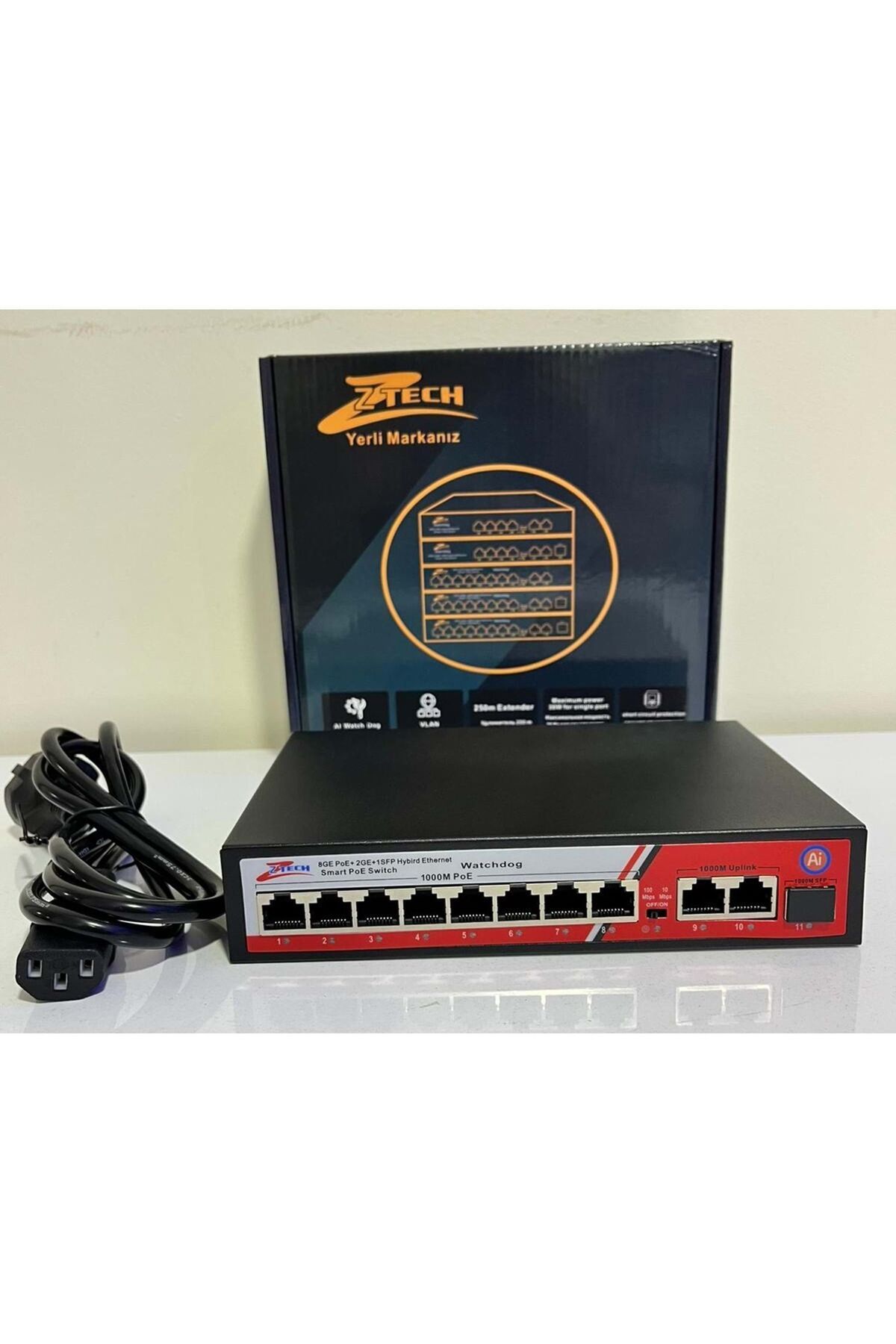 ZTECH ZR-1108 8+2+1 PORT FULL  100/1000 120W power supply, support whatdog function SFP SLOT