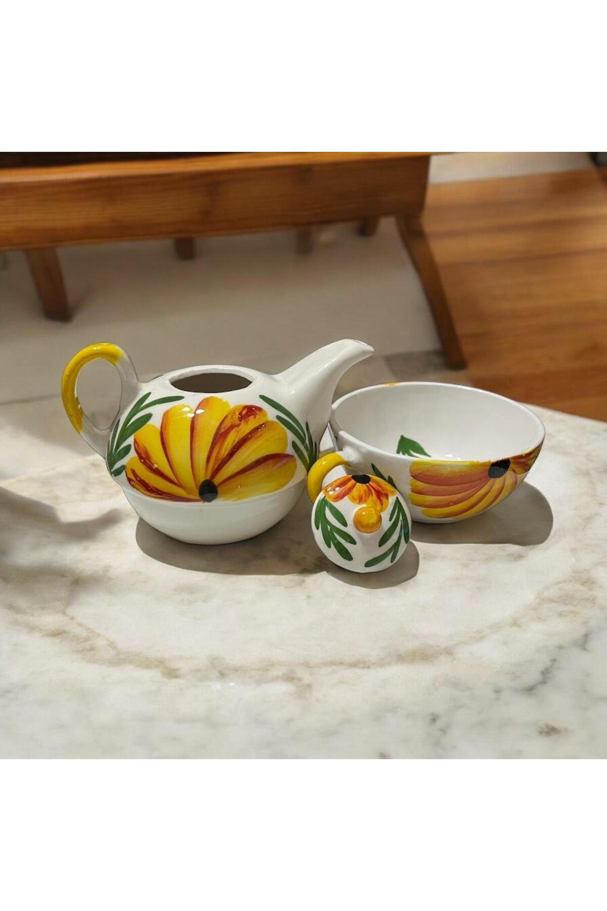 NADİR Seramik Çay Kahve Kupalı Demlik