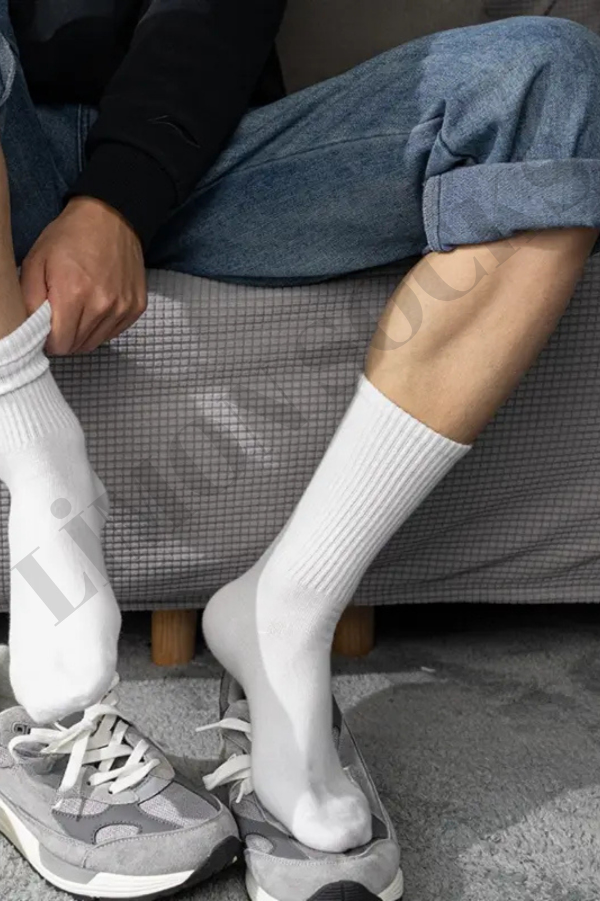 12 Çift Tenis Çorabı Fitilli Beyaz Unisex - Premium Kalite Soket Boy Pamuklu Çorap — görsel 3