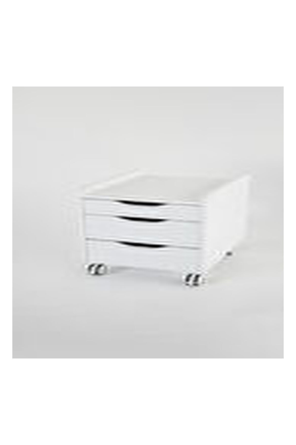 Creo Mobili Çekmeceli Kilitli Tekerlekli Sirius Keson, Mindersiz Ofis ve Ev Komodini, Beyaz