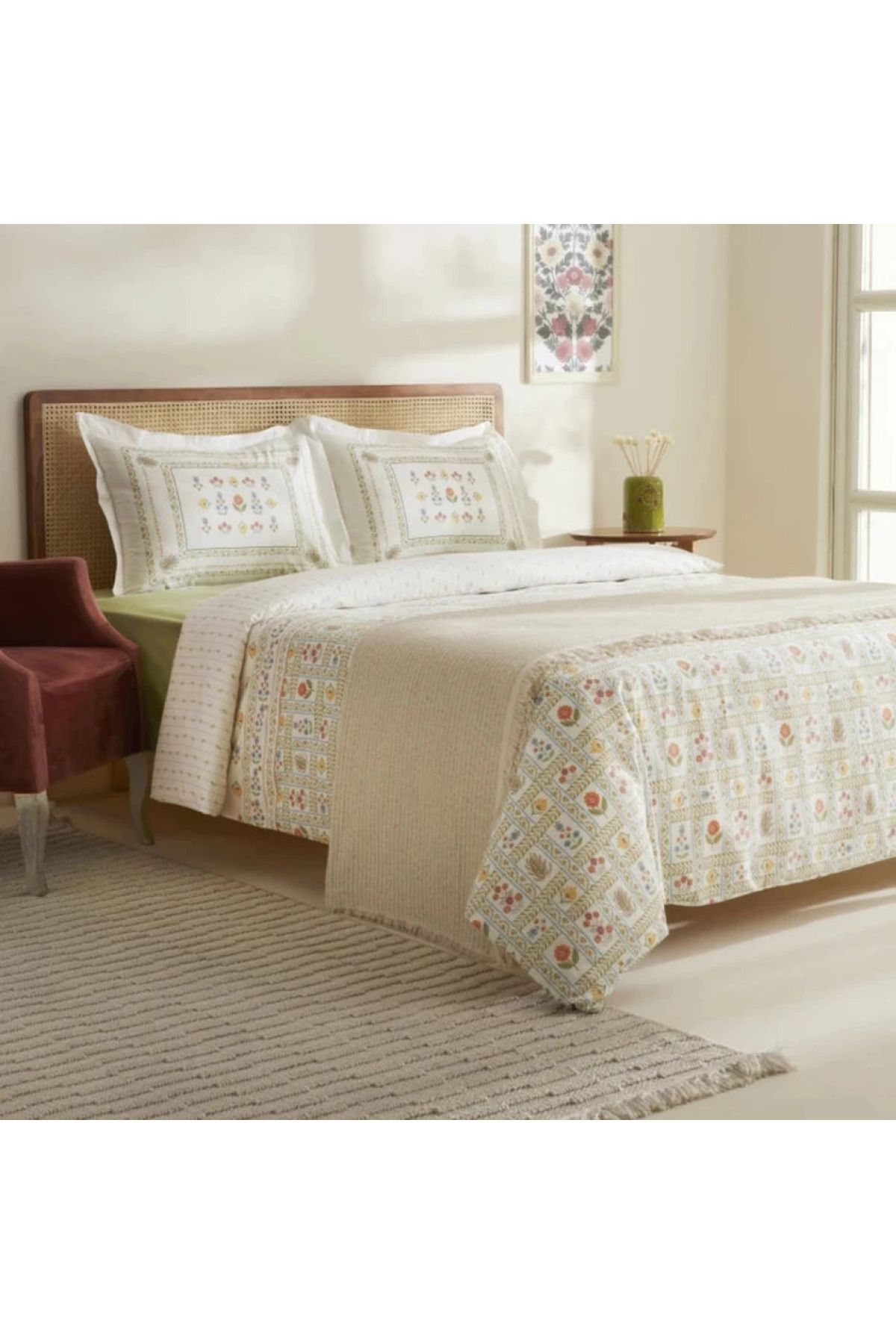 Karaca-Home Arty 100% Baumwolle Doppelbett Bettwäsche und Decken Set 2