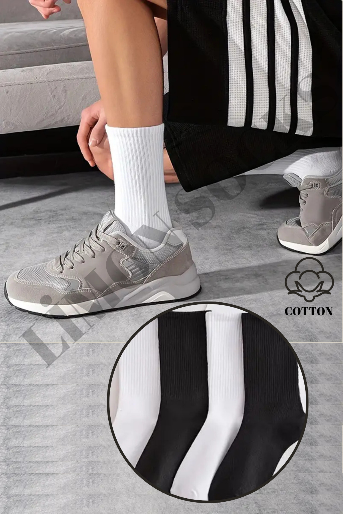 12 Çift Tenis Çorabı Fitilli Beyaz Unisex - Premium Kalite Soket Boy Pamuklu Çorap — görsel 2
