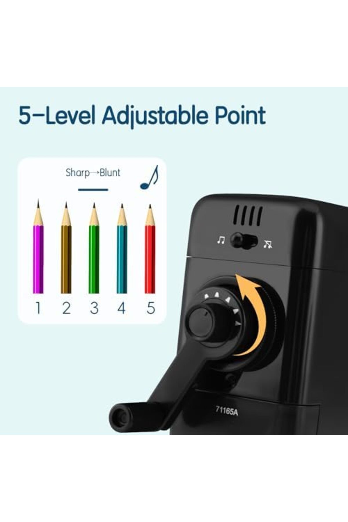 STOREMAX-Knn Manual Pencil Sharpener, Music Theme Pencil Sharpener, Adjustable Point and Automatic Entry Design 3