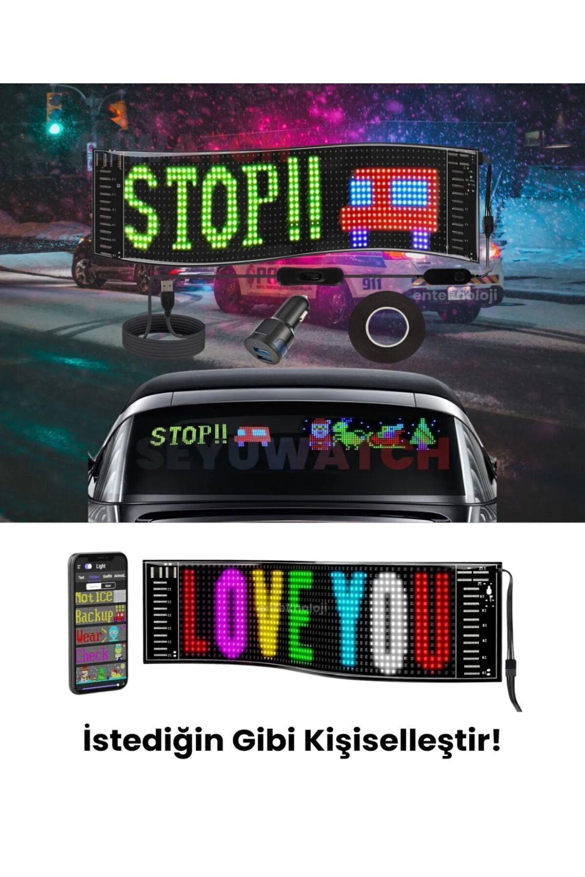 EN SİGA-64 cm Led Panel - Lettering, Phone Control Truck Bus Display 5