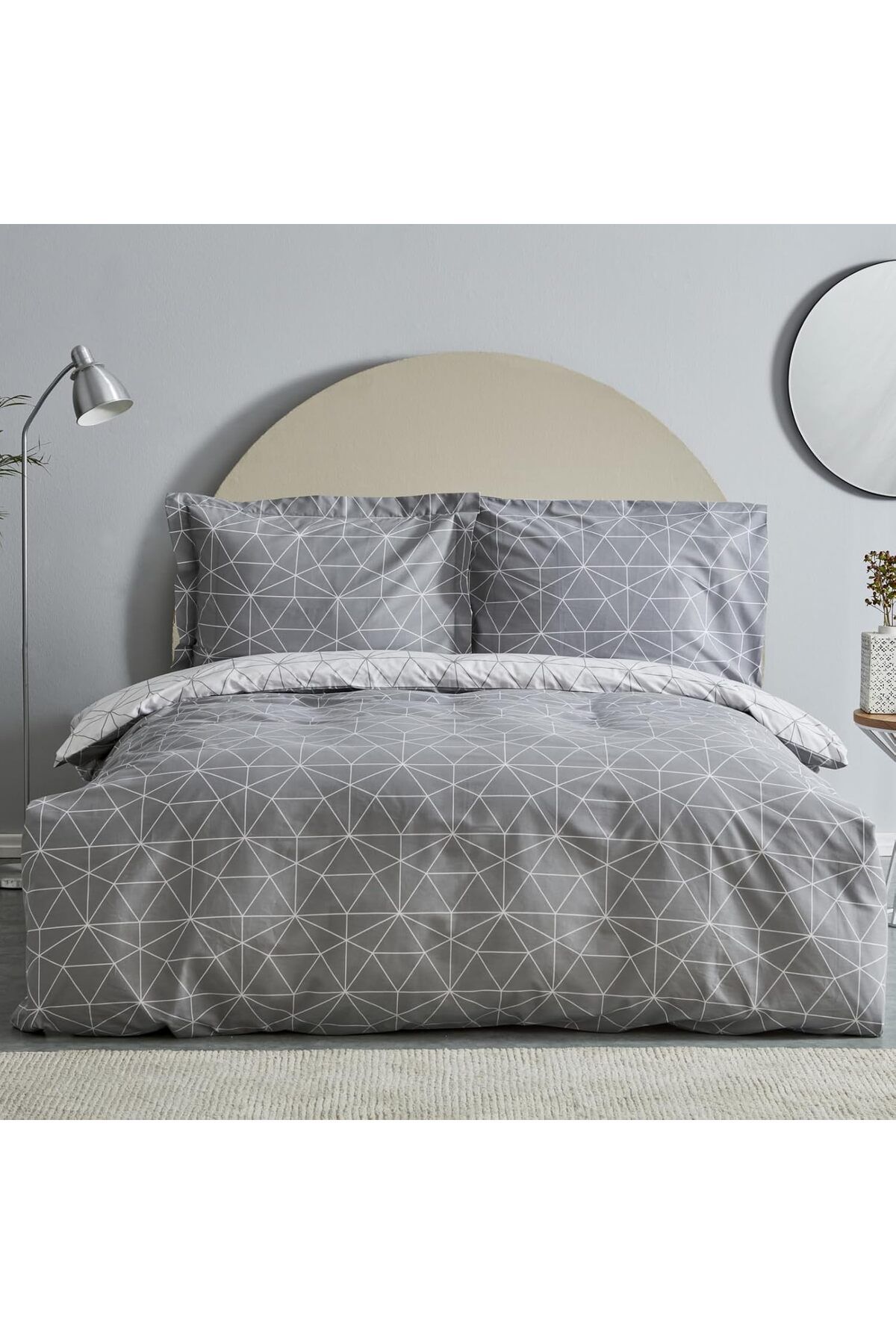 STOREMAX nffashopm Home Colby Gri %100 Pamuk Çift Kişilik Nevresim Takımı storestarx 1051353