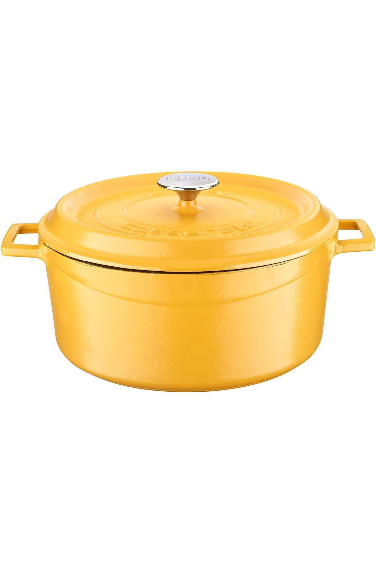 STOREMAX nffastore Spring Serisi - Döküm Tencere, Yuvarlak, 28 cm, Mat Emaye, Parlak Siyah Taban, Sarı Sta