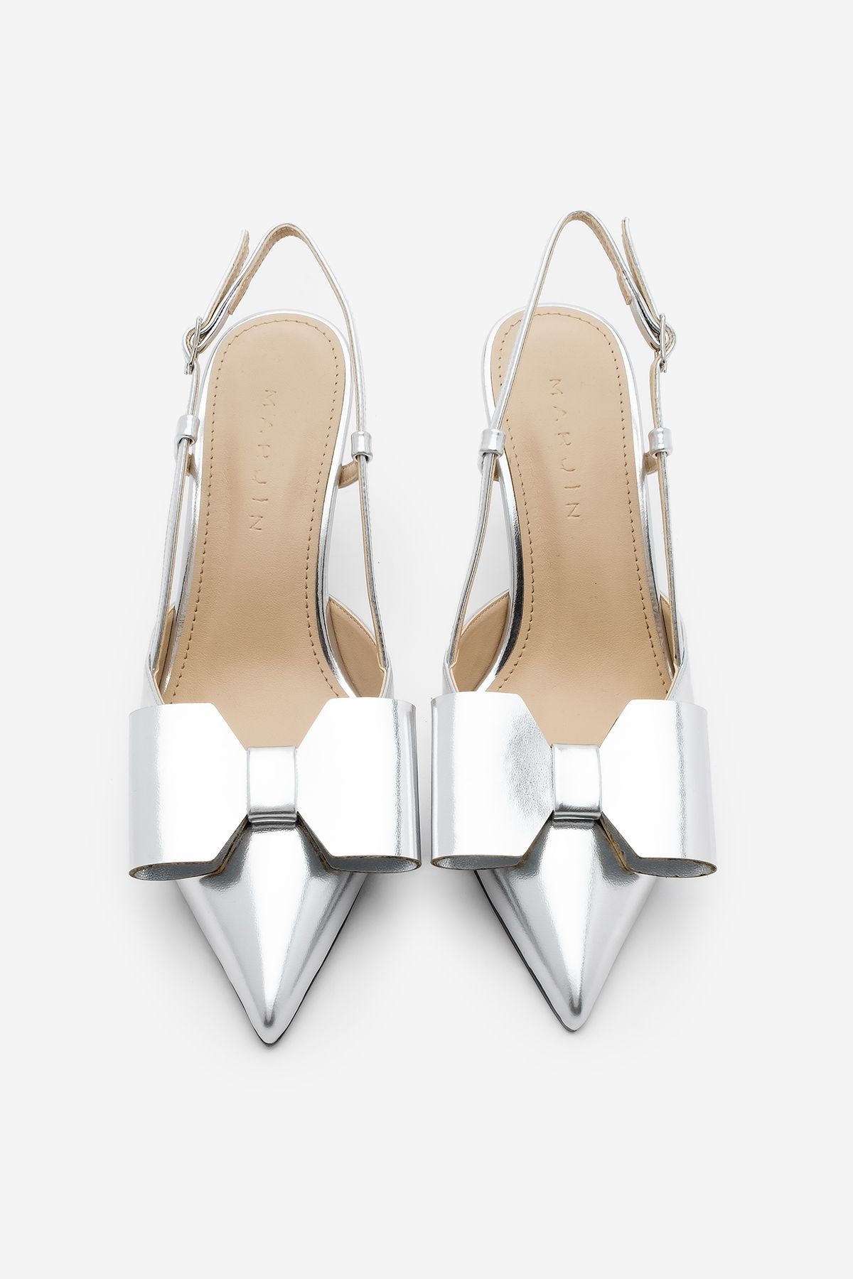 Marjin-Dámské boty na jehlovém podpatku Bowpolnine Slingback Heels Losi Silver 4