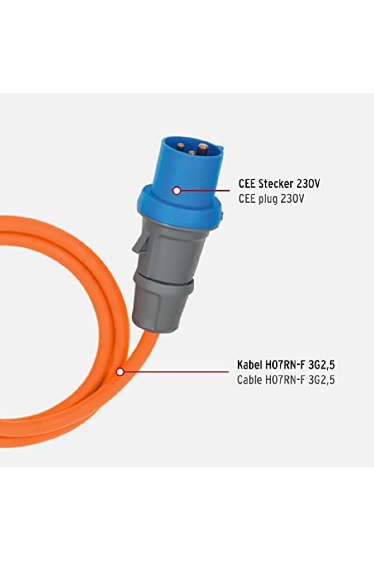 STOREMAX daliashops CEE fişli ve açılı bağlantılı kamp CEE uzatma kablosu, topraklı kombi priz dahil