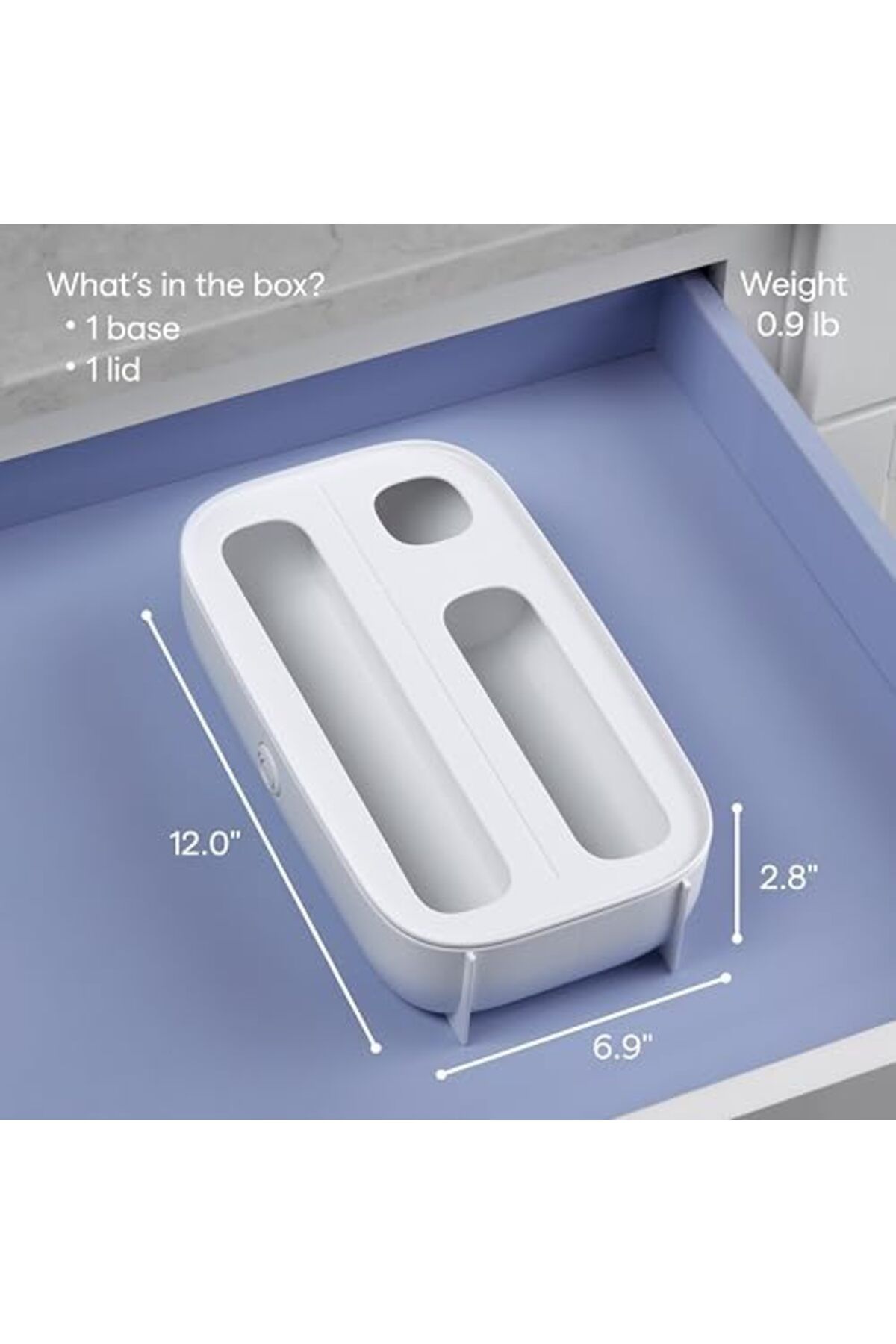 STOREMAX lbstorex StoraBag Çekmeceli Gıda Torbaları Dispenseri, 3 Yuvalı Plastik Sandviç Çanta Düzenle