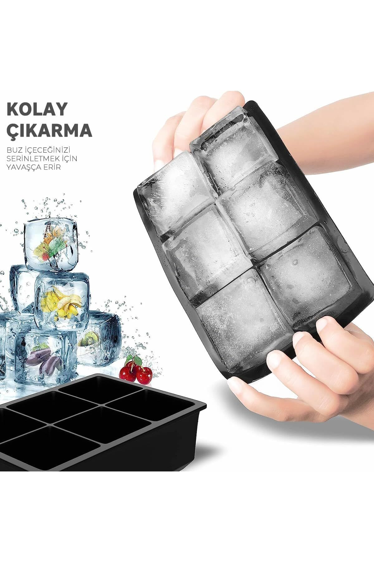 salesalbutik Çok Amaçlı Buz Küpü Kalıbı Kare Buz Küpü Kasesi 6 Bölmeli (1)