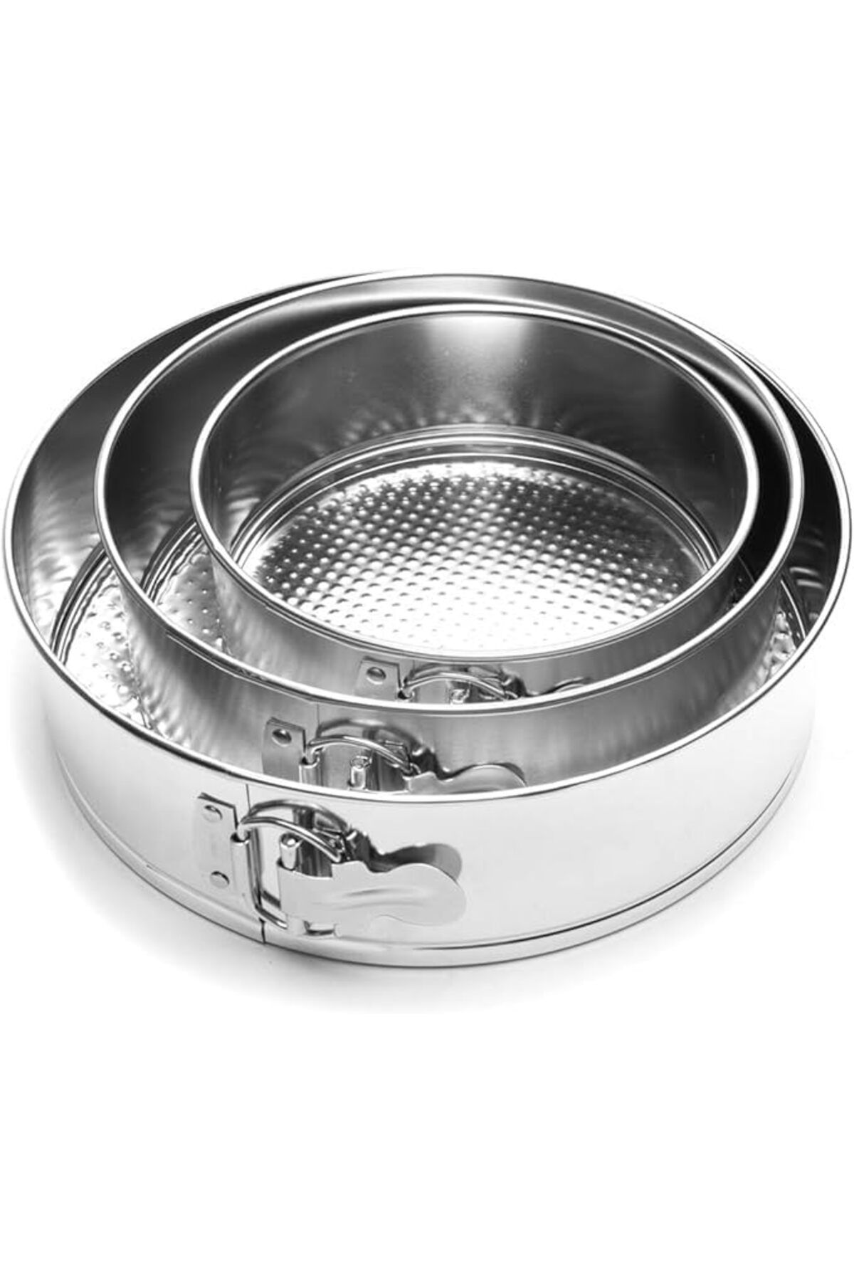 STOREMAX cmllashop Paslanmaz Çelik 3lü Kelepçeli Kek Kalıbı Pasta Keki San Sebastian Cheesecake Kalıbı