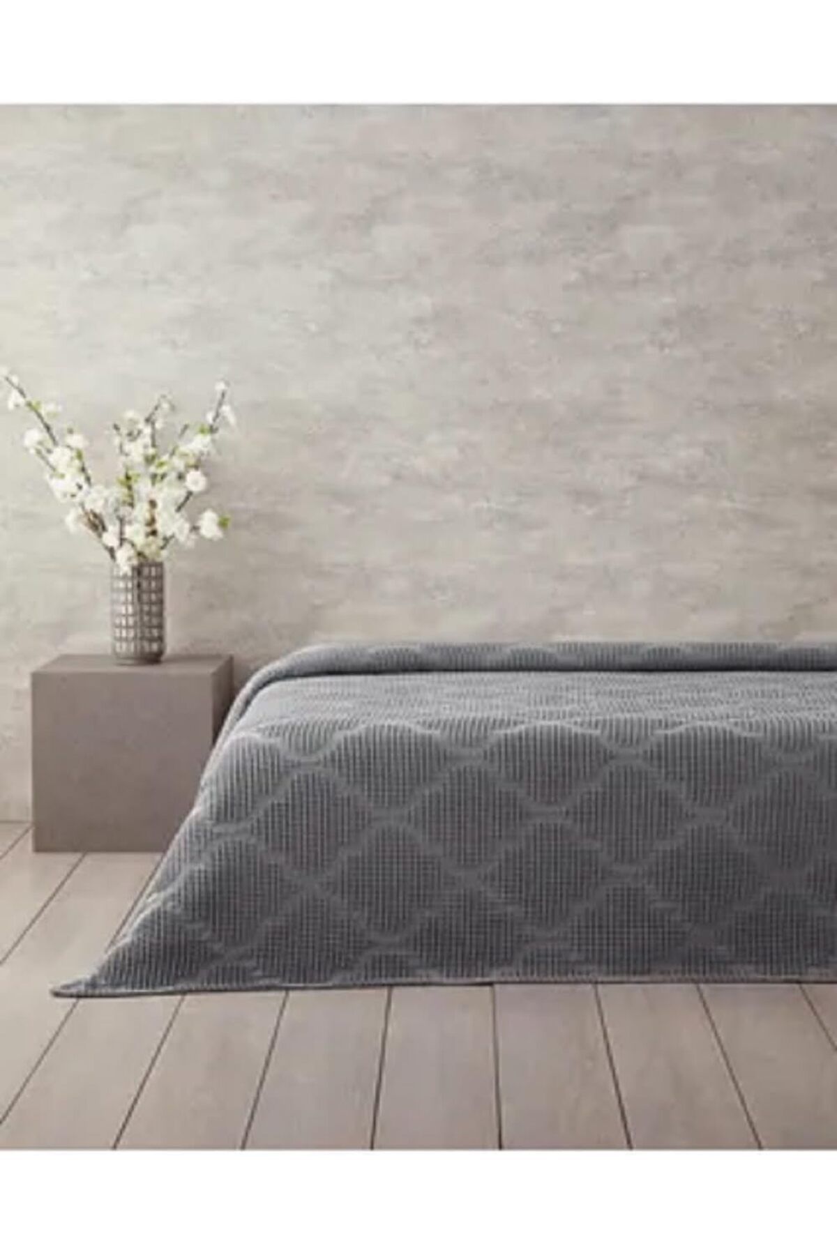 STOREMAX nffashopm Home Fiona Pamuklu Waffle Çift Kişilik Pike Koyu Gri storestarx 1051353