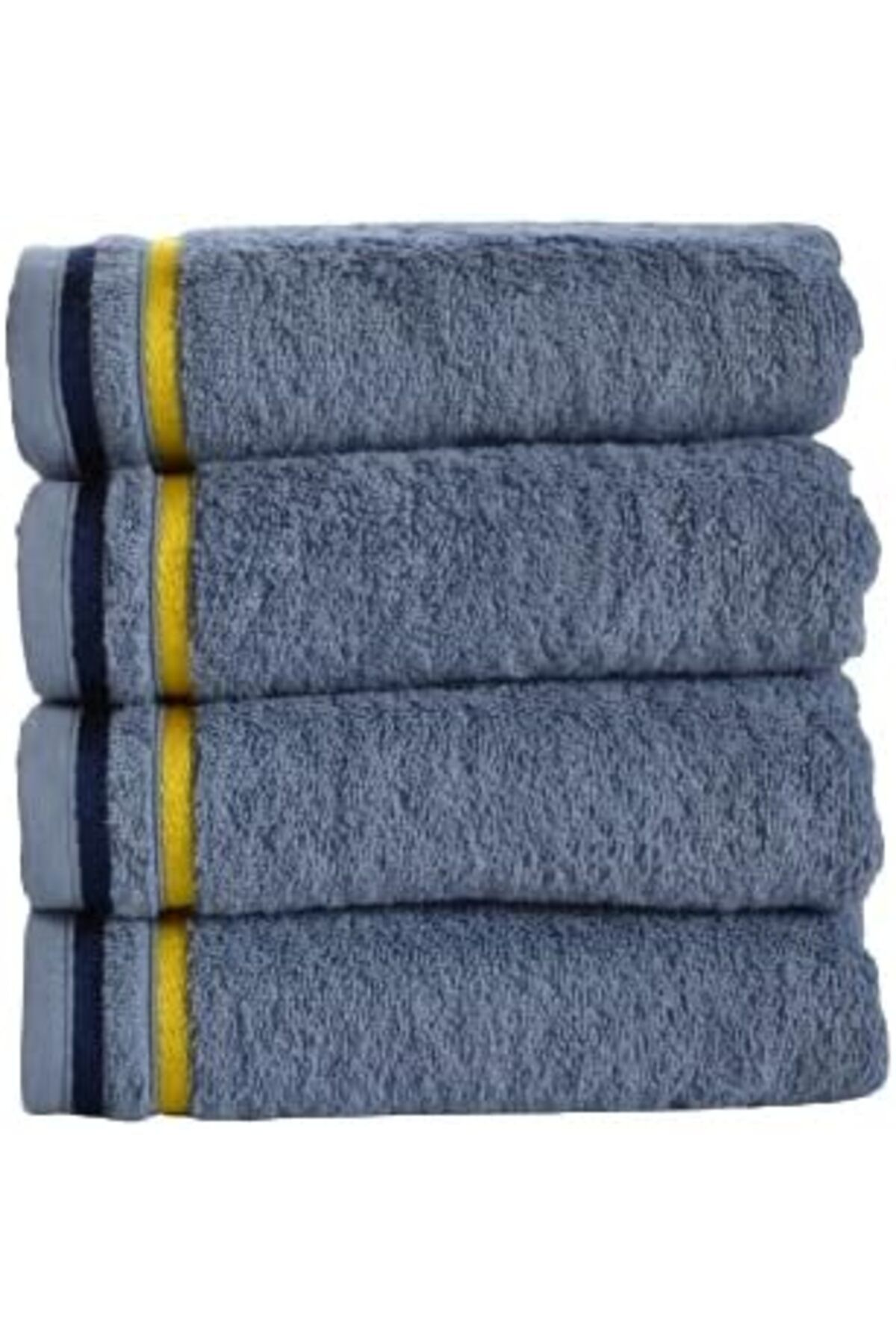 STOREMAX nffastore Pamuklu El Ve Yüz Havlusu 4ad. 50x90cm Renk Indigo(Bluejean), Bordür Lacivert Sarı) Sta