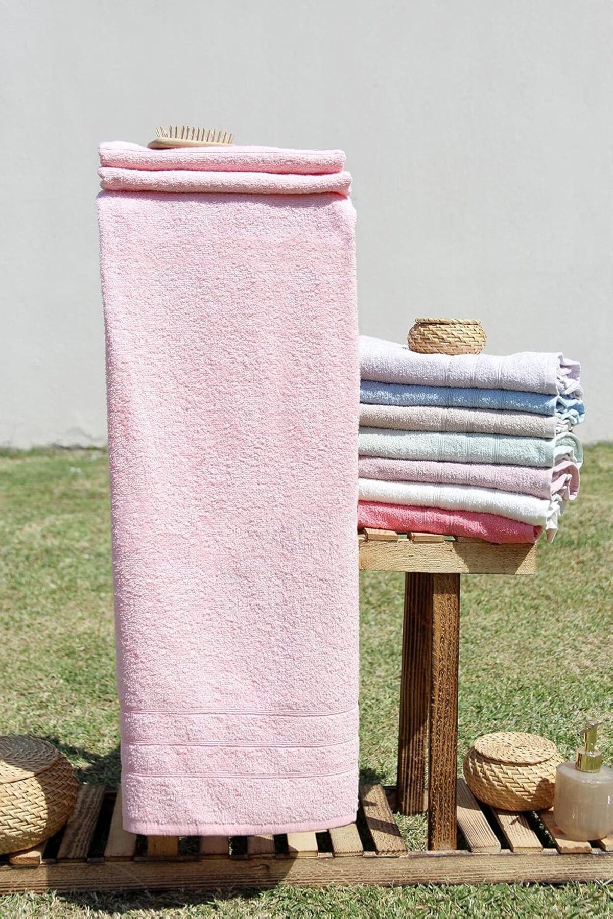 STOREMAX nffashopm %100 Pamuk Renkli 70x140 Banyo Havlusu TOZ PEMBE storestarx 1051353