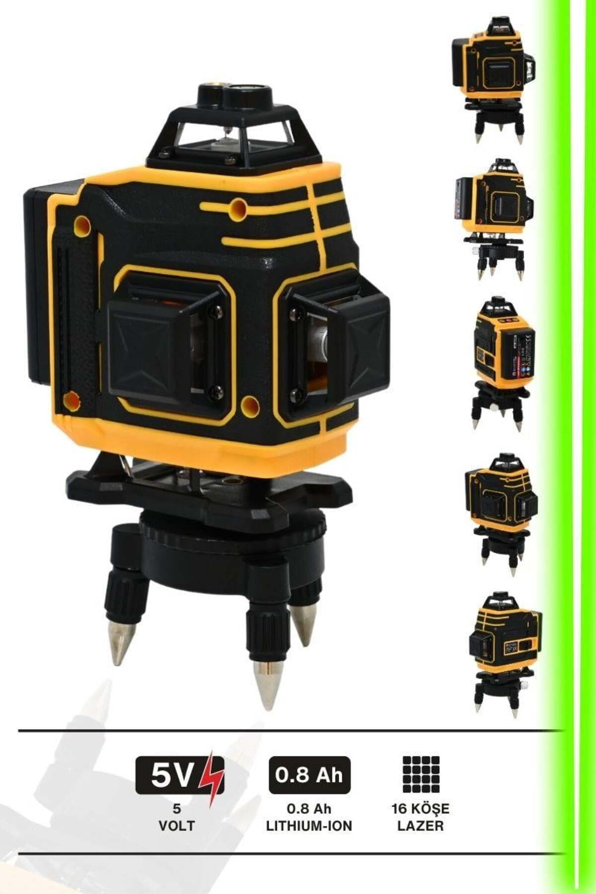 Mur-Cell 5v 0.8ah 360°16 Köşe Otomatik Hizalamalı Lazer Metre