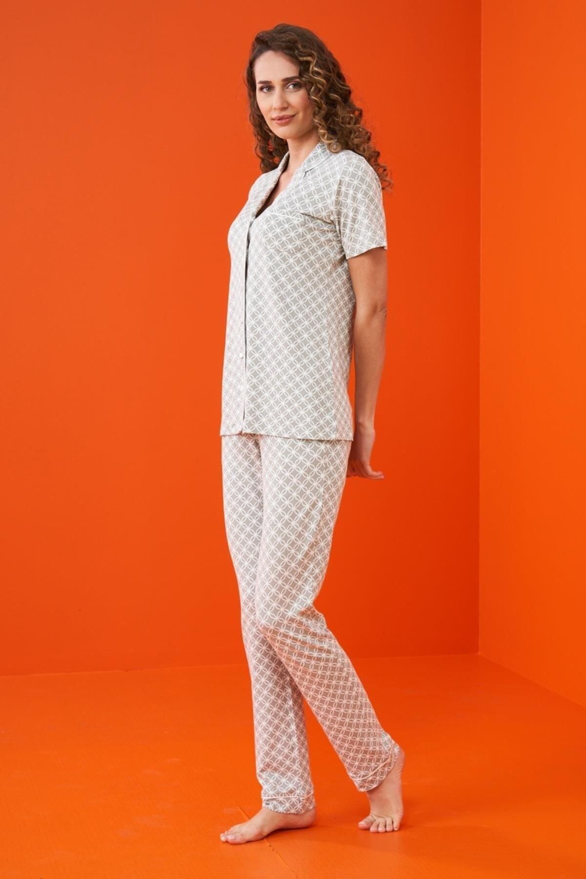 Pjs Pijama-Pjs 23203 Women's Buttoned Patterned Pajama Set 4