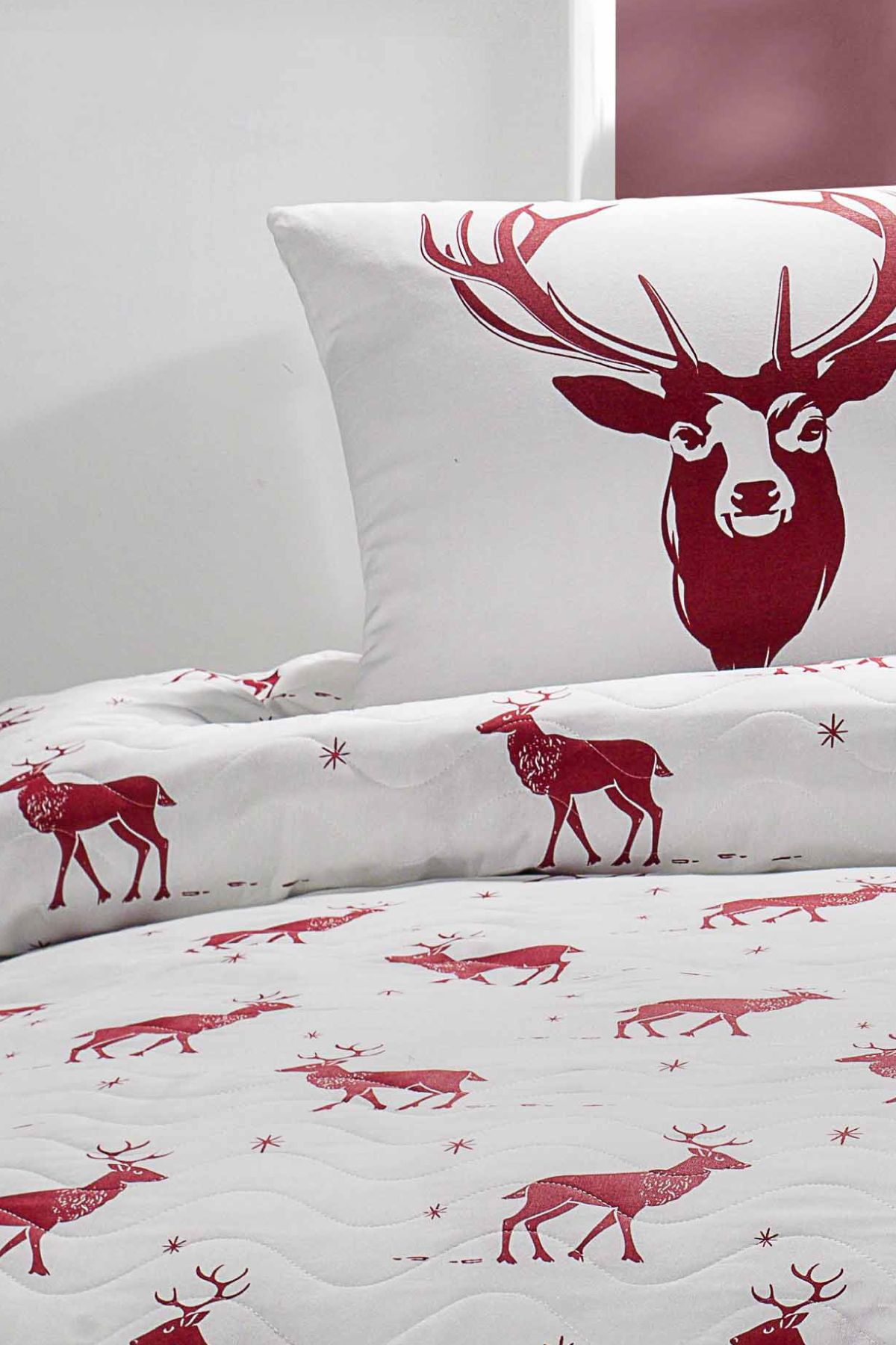 Eponj Home-Double Quilted Bedspread Set Geyik Claret Red 5