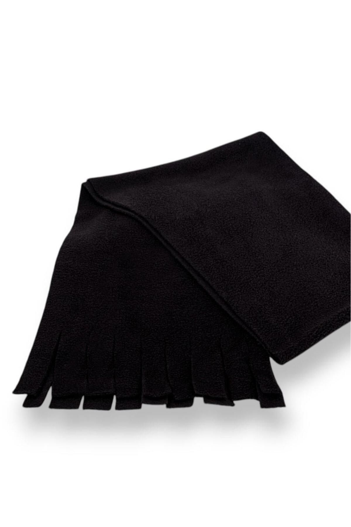 Eke Tekstil-Unisex Black Fleece Scarf Shawl 1