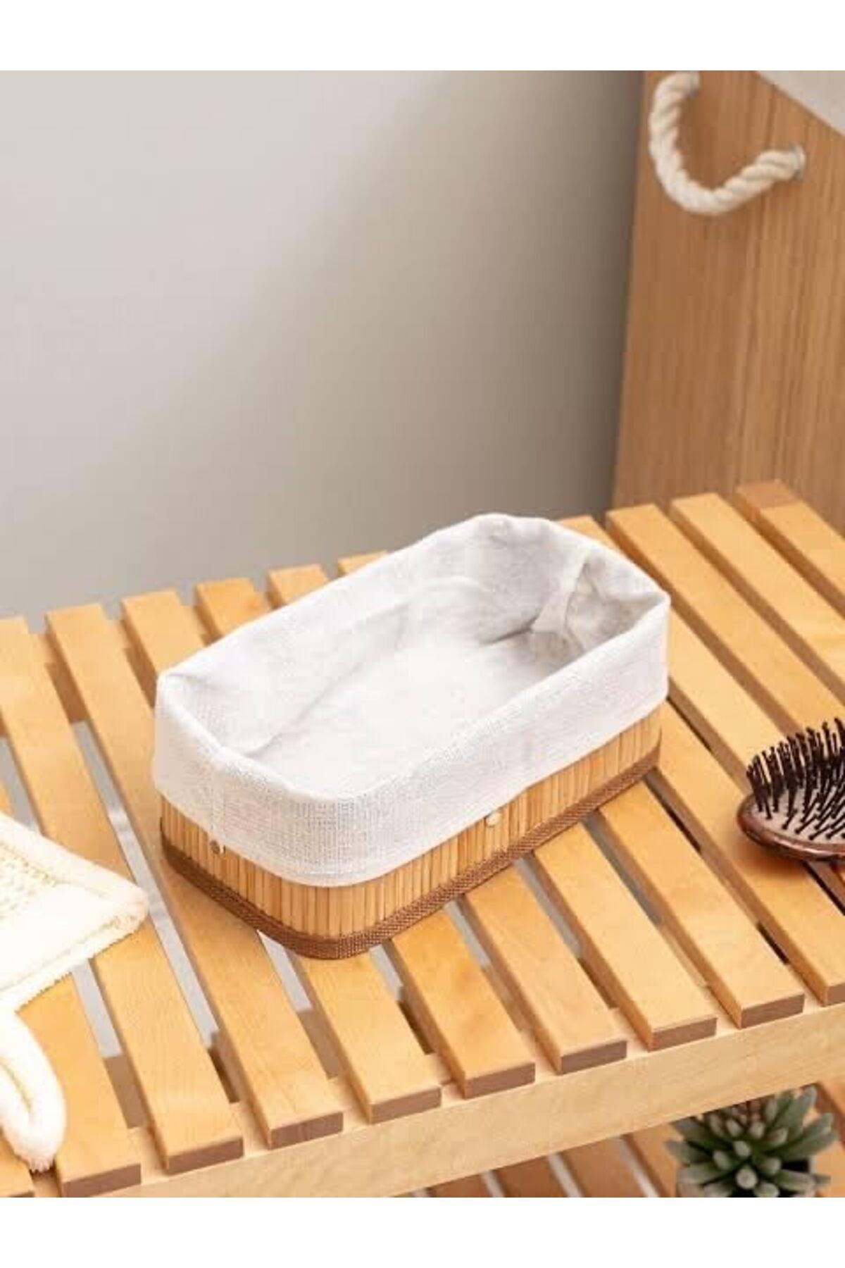 STOREMAX Bambu Dikdörtgen Katlanabilir Sepet Naturel S 25x15x8 cm