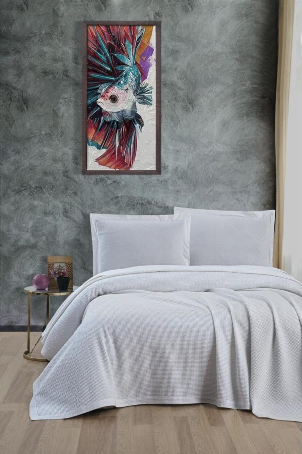 STOREMAX Klimalı Pike,%100 Pamuk Petekli Pike, Dörtmevsim Pike Çift Kişilik 220x240 Beyaz