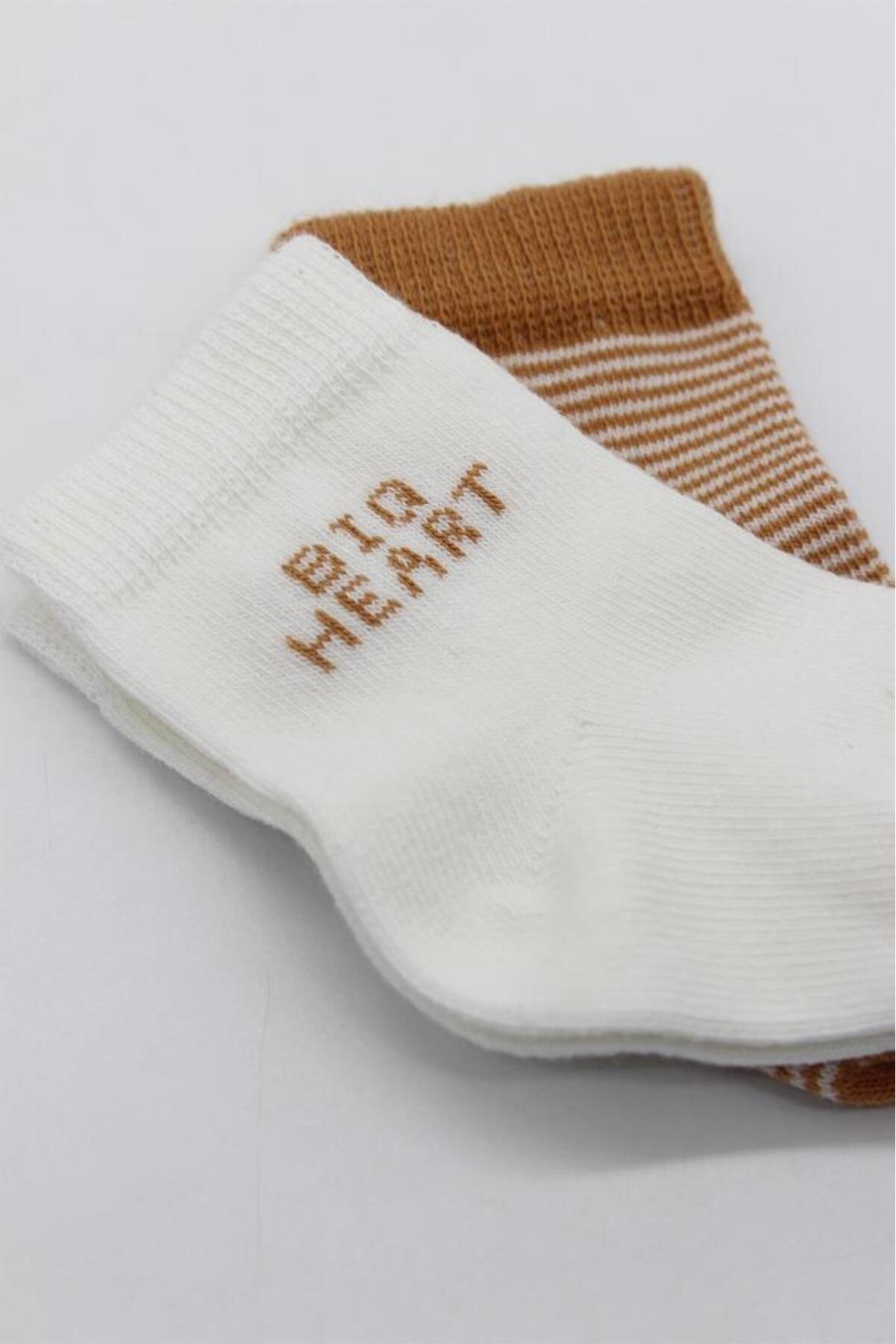 جوراب‌های پنبه‌ای بافته‌شده بیگ هارت بی‌استایل - ۲ عددی BS10117 رنگ خردلی