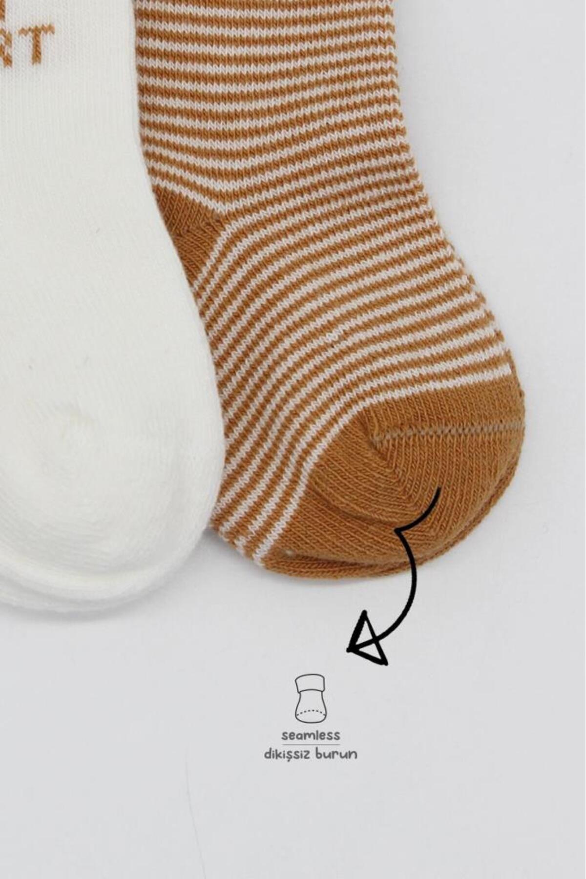 جوراب‌های پنبه‌ای بافته‌شده بیگ هارت بی‌استایل - ۲ عددی BS10117 رنگ خردلی