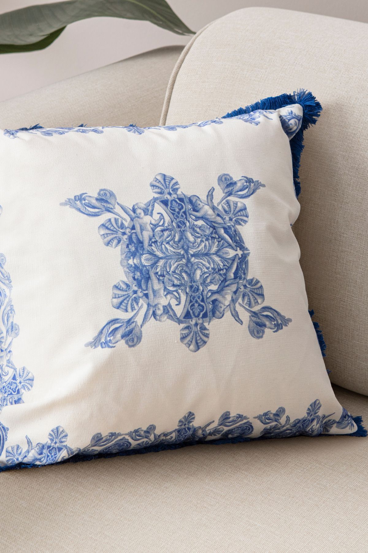 BUGİ HOME COLLECTİON-Azure Blue Premium Series Fringed Special Design Throw Pillow Cover 43X43C, Decorative Throw Pillow Cover 4