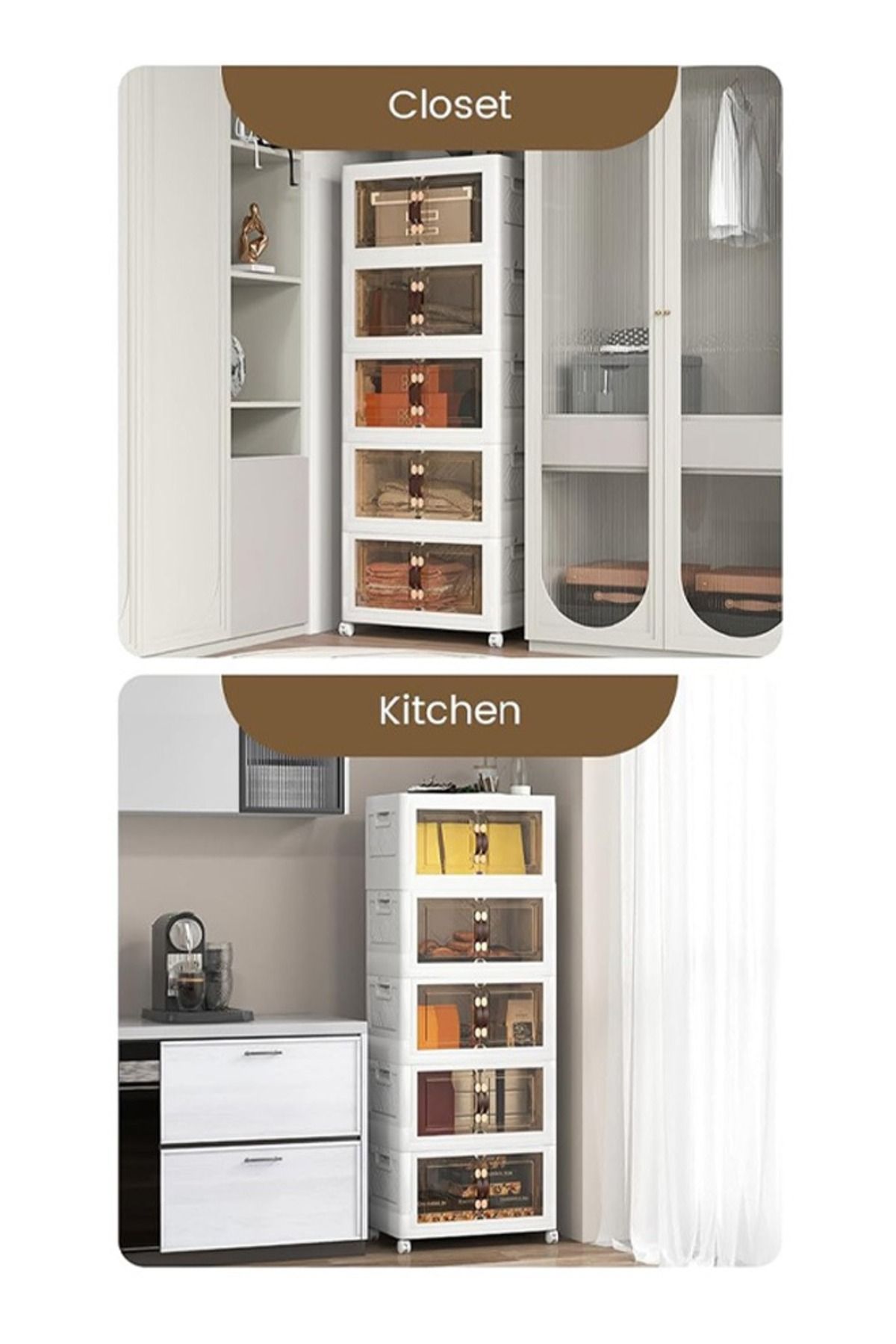 Concept Home-درج تخزين بلاستيكي قابل للطي متعدد الطبقات مكون من 5 طبقات، خزانة تنظيم بلاستيكية 3
