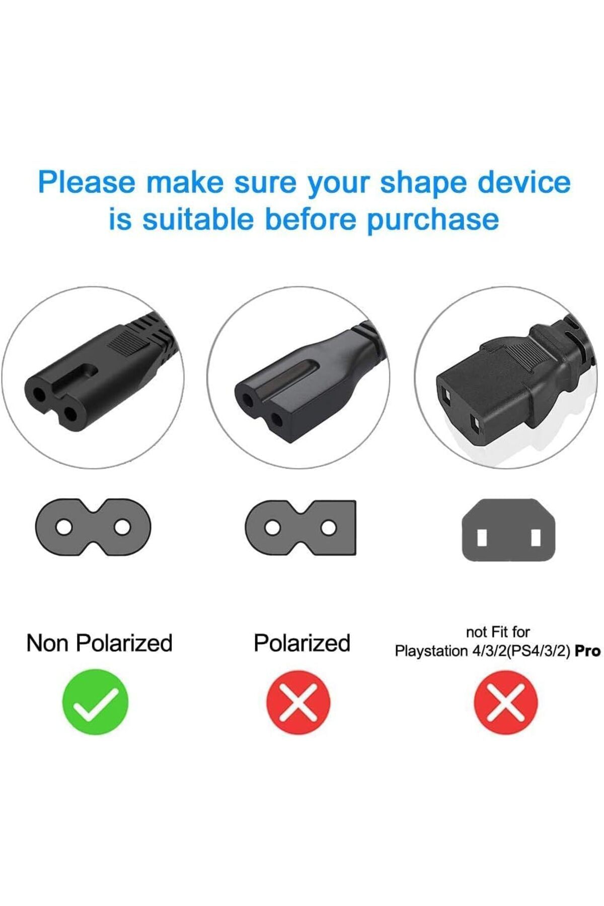 AWH-Figure 8 Power Cord - 2 Pin IEC C7 UK Plug Cable for PS4, PS5, Xbox, TVs, & More (3M). 2