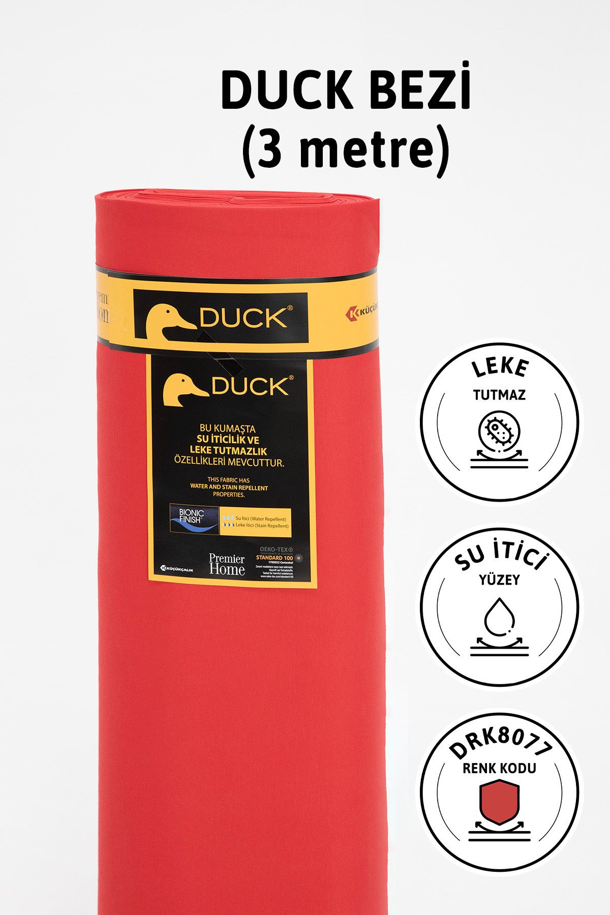 FAVORA-Premier Meter Duck Linen Fabric Water Repellent Cloth 3 Meters Drk8077 - Red 1