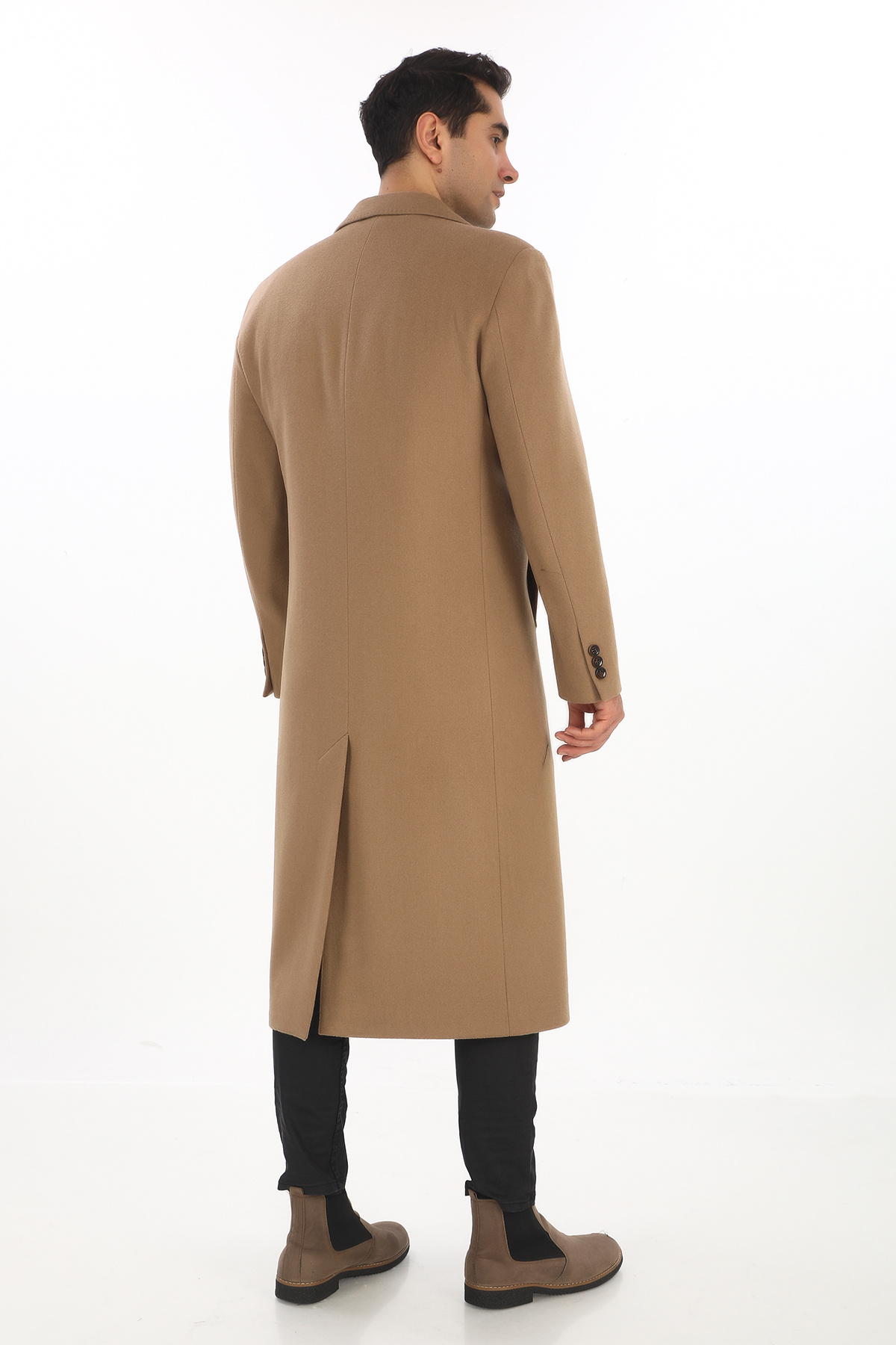 ŞAN GİYİM  1080 Erkek Camel Ceket Yaka Uzun Palto - Görsel 6