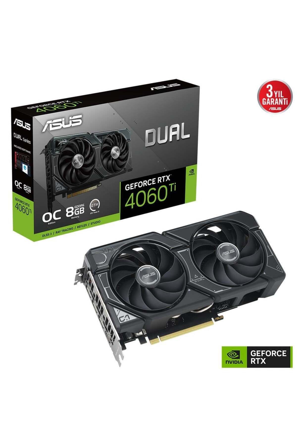 ASUS-بطاقة رسومات الألعاب Dual Geforce Rtx4060ti Oc Dual-rtx4060ti-o8g 8gb Gddr6 128bit Dx12 Dlss 3 2