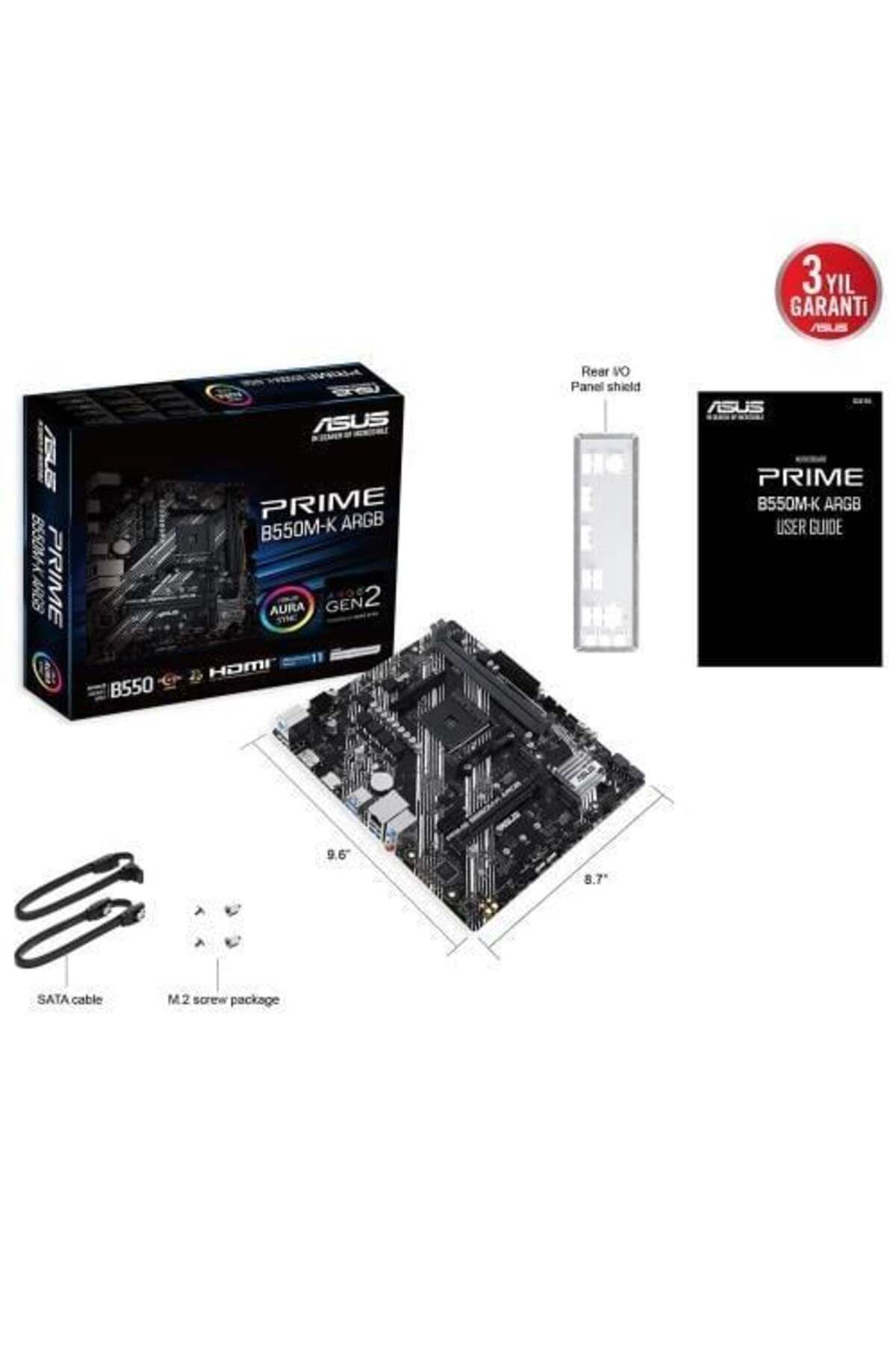 ASUS-Prime B550M-K Argb Ddr4 M2 Pcie Nvme HDMI Dvd Pcie 16X V4.0 Am4 Matx - Motherboard 5