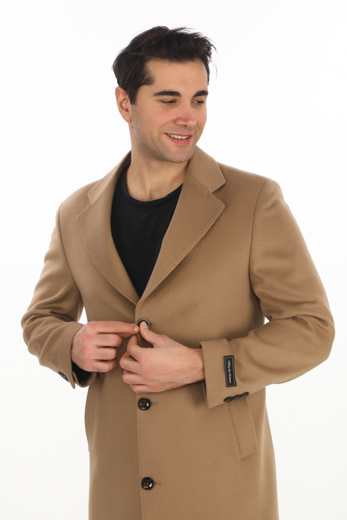 ŞAN GİYİM  1080 Erkek Camel Ceket Yaka Uzun Palto - Görsel 4