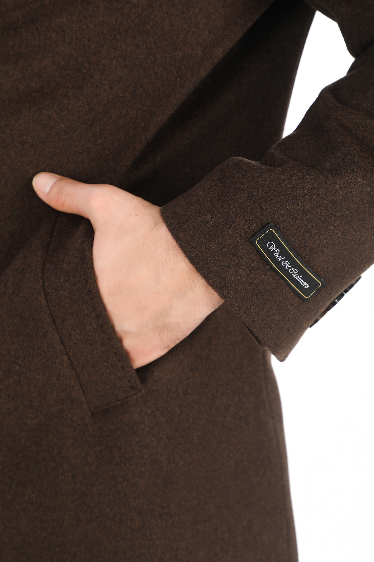 ŞAN GİYİM  1080 Erkek Kahverengi Ceket Yaka Uzun Palto - Görsel 5