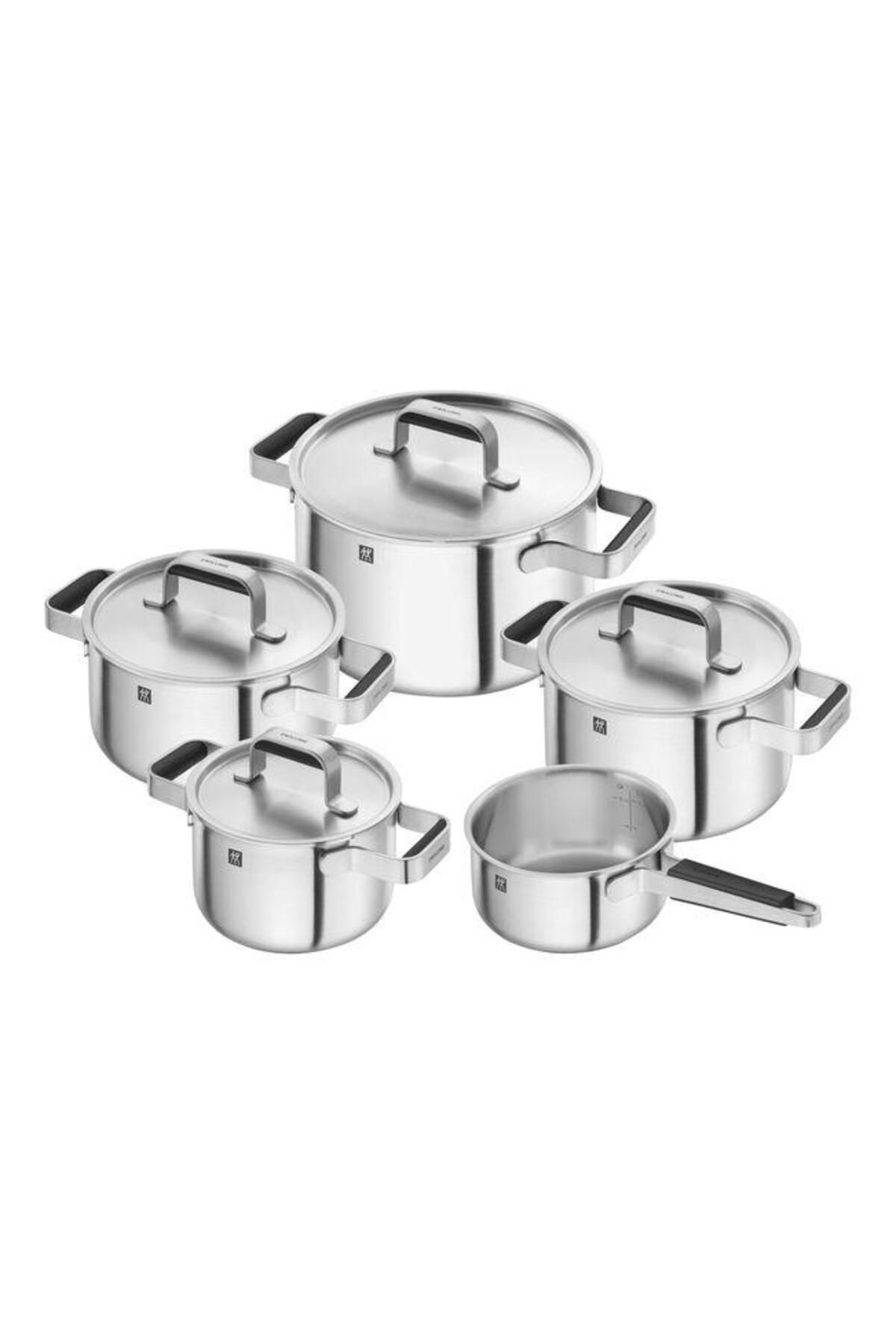 ZWILLING-Pure Cw 5-Piece Gray Metallic Cookware and Pans Set - 18/10 Stainless Steel 1