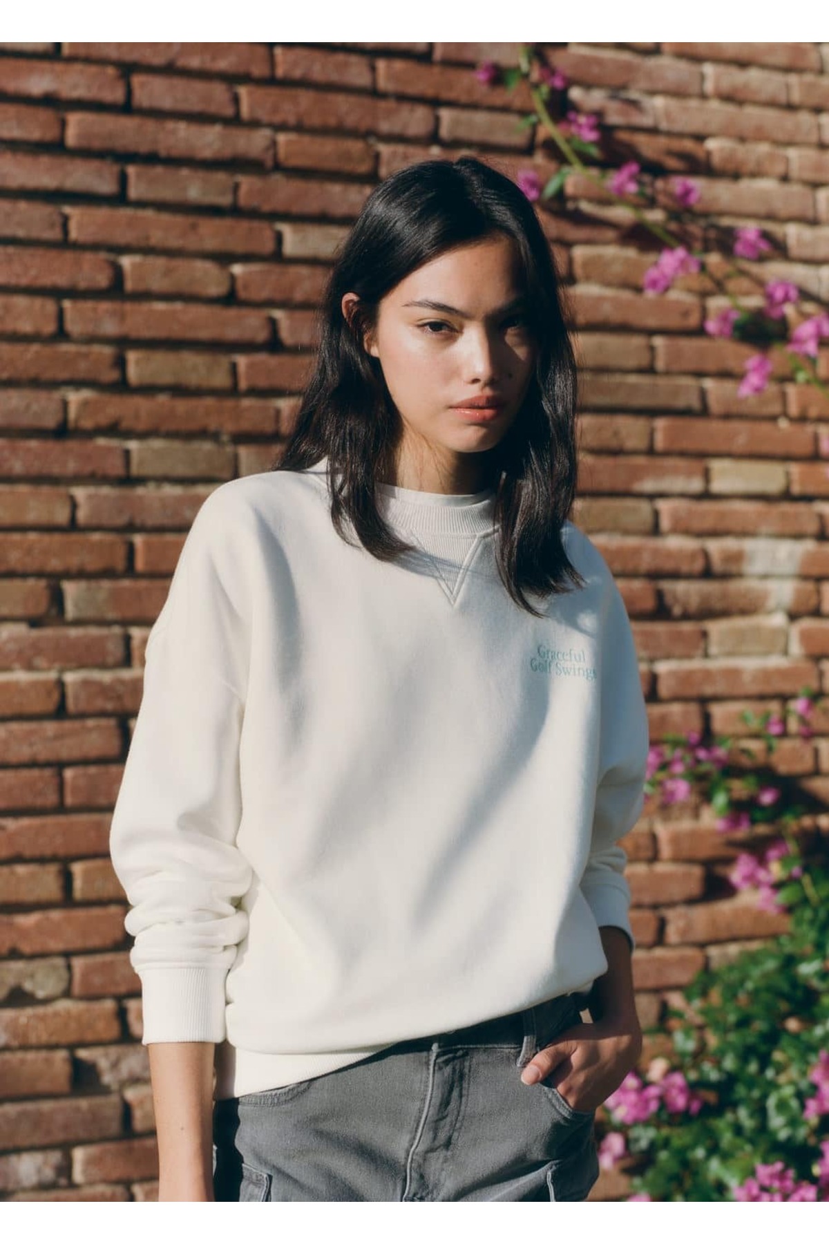 MANGO Teen  Mesajlı pamuklu sweatshirt - Görsel 8