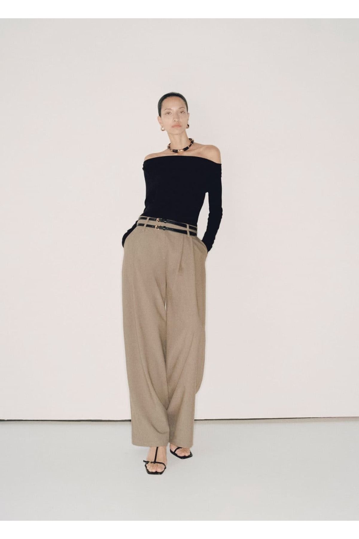 MANGO Woman-Jumpsuit with Combined Fabric Belt 6