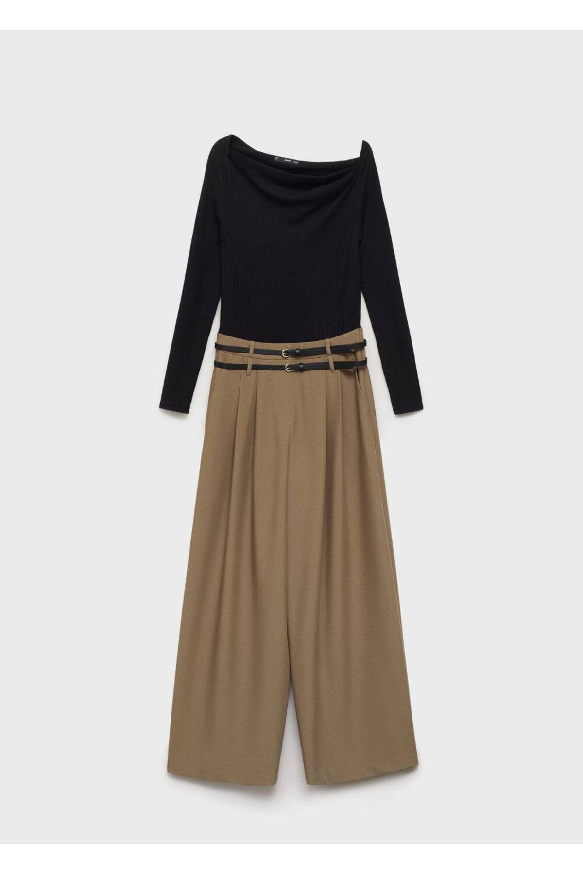 MANGO Woman-Jumpsuit with Combined Fabric Belt 3