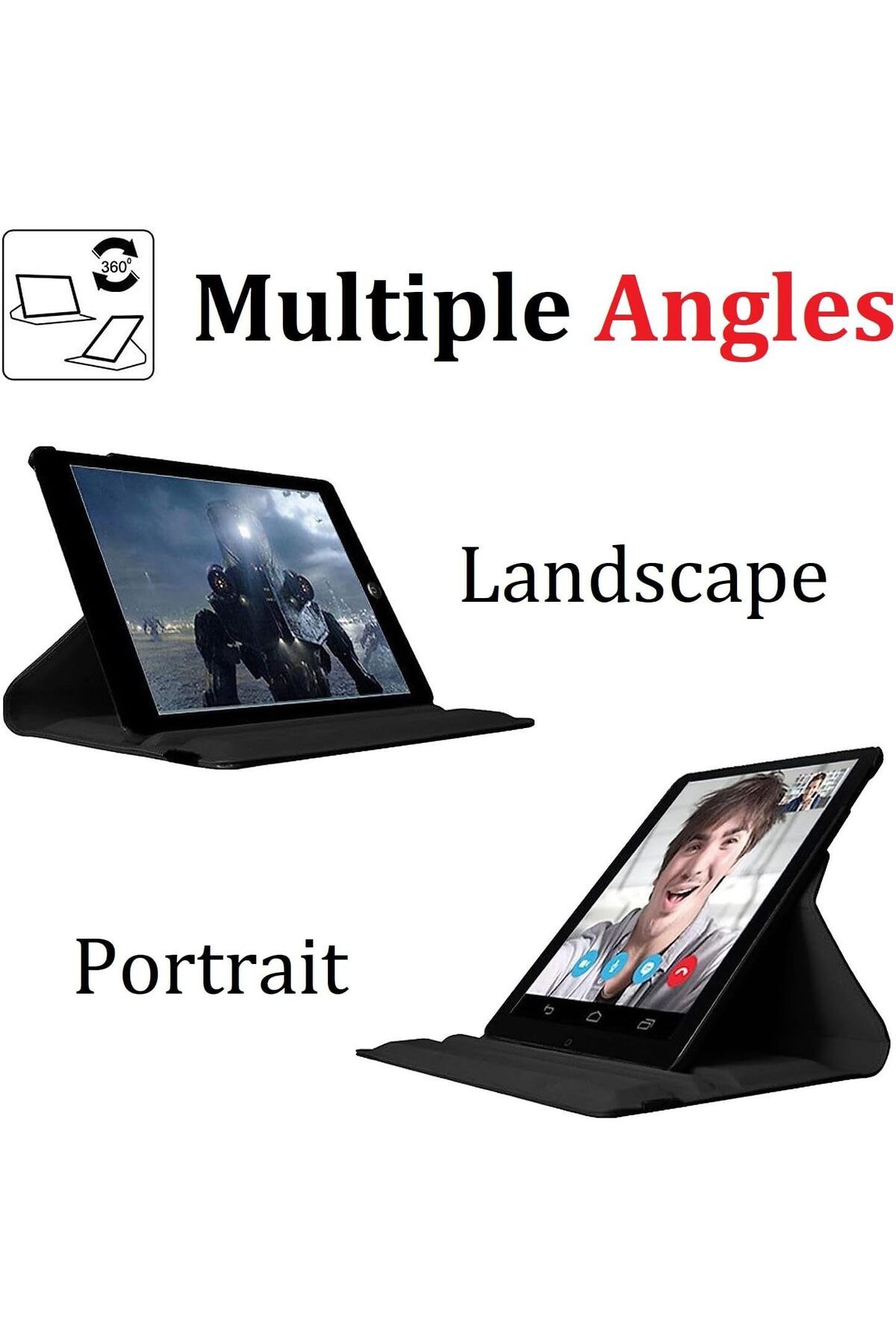 AWH-غطاء جلدي ذكي مع حامل دوار 360 درجة لجهاز iPad Air 3 2019 / Pro 10.5" 2017، أسود. 3