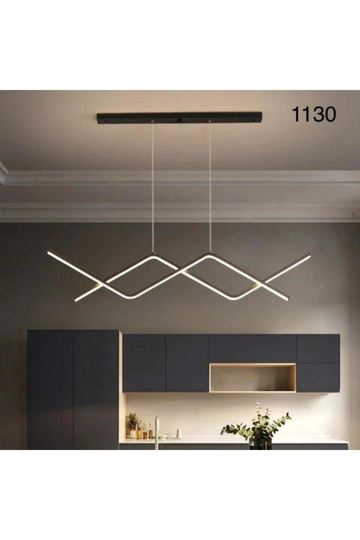 Btm-Modern Rectangular Black Slanted LED Chandelier 1