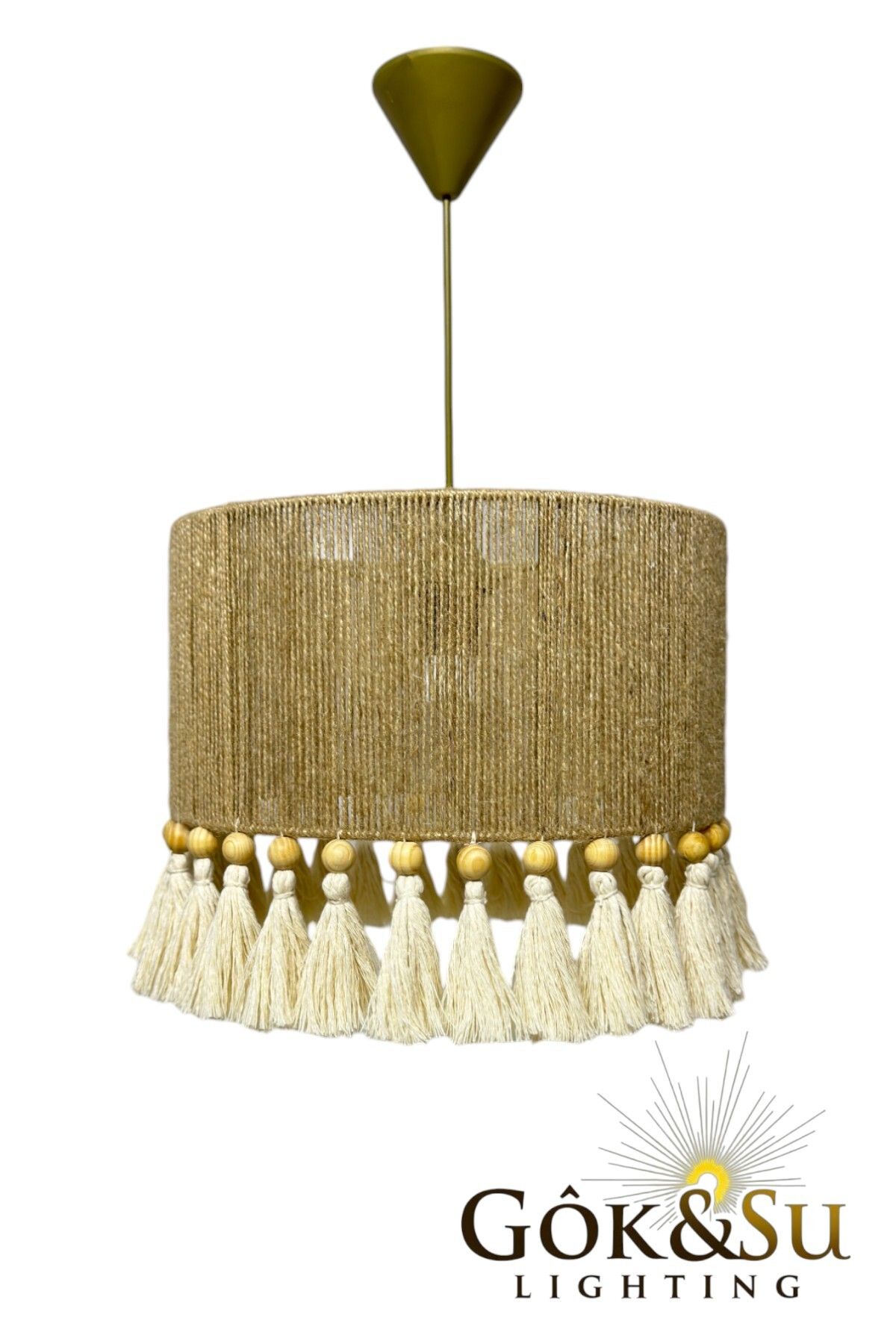 Göksu Lighting-Thin Jute Chandelier - Rustic, Bohemian, Wicker, Macrame and Tassel Chandelier 6