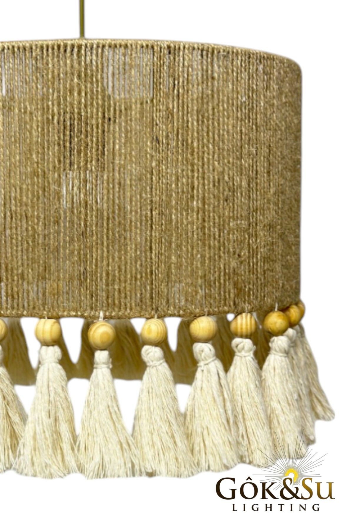 Göksu Lighting-Thin Jute Chandelier - Rustic, Bohemian, Wicker, Macrame and Tassel Chandelier 2
