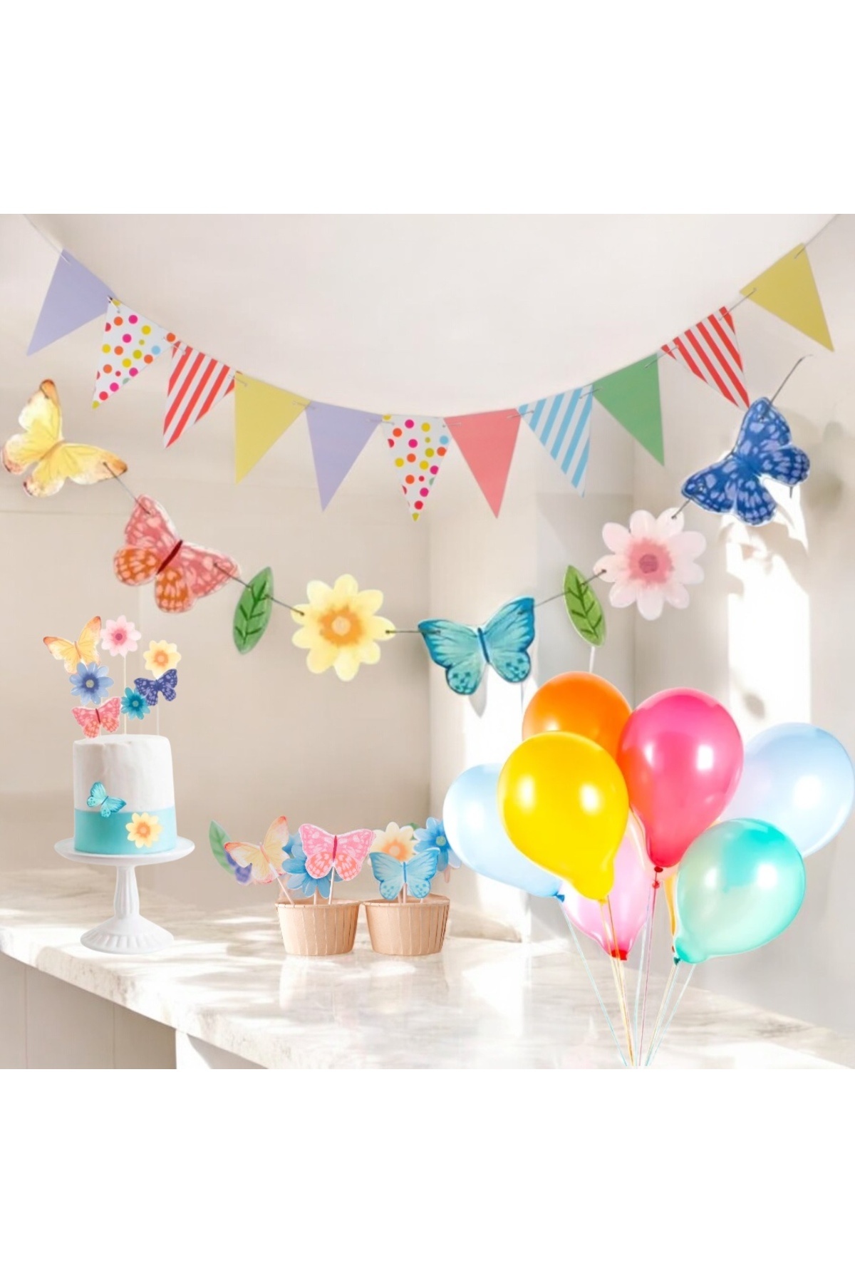 Partifabrik Kelebek Çiçek Temalı Doğumgünü Parti Seti