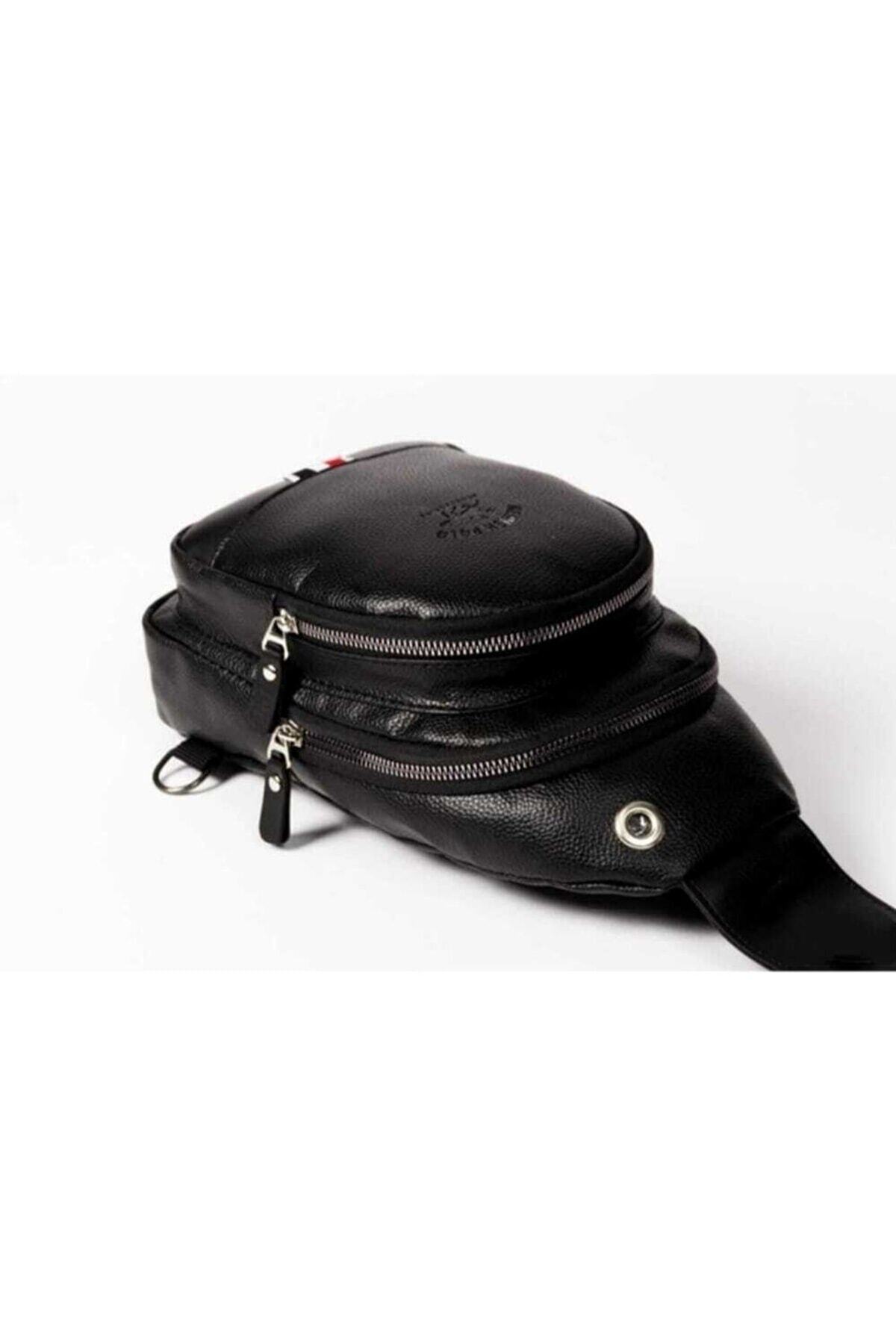 NEWISH POLO ACCESSORIES Newish Polo Deri Unisex Çapraz Askılı Çanta Göğüs Çanta Kulaklık Çıkışlı Omuz Çanta Günlük Tek Kol görsel 7