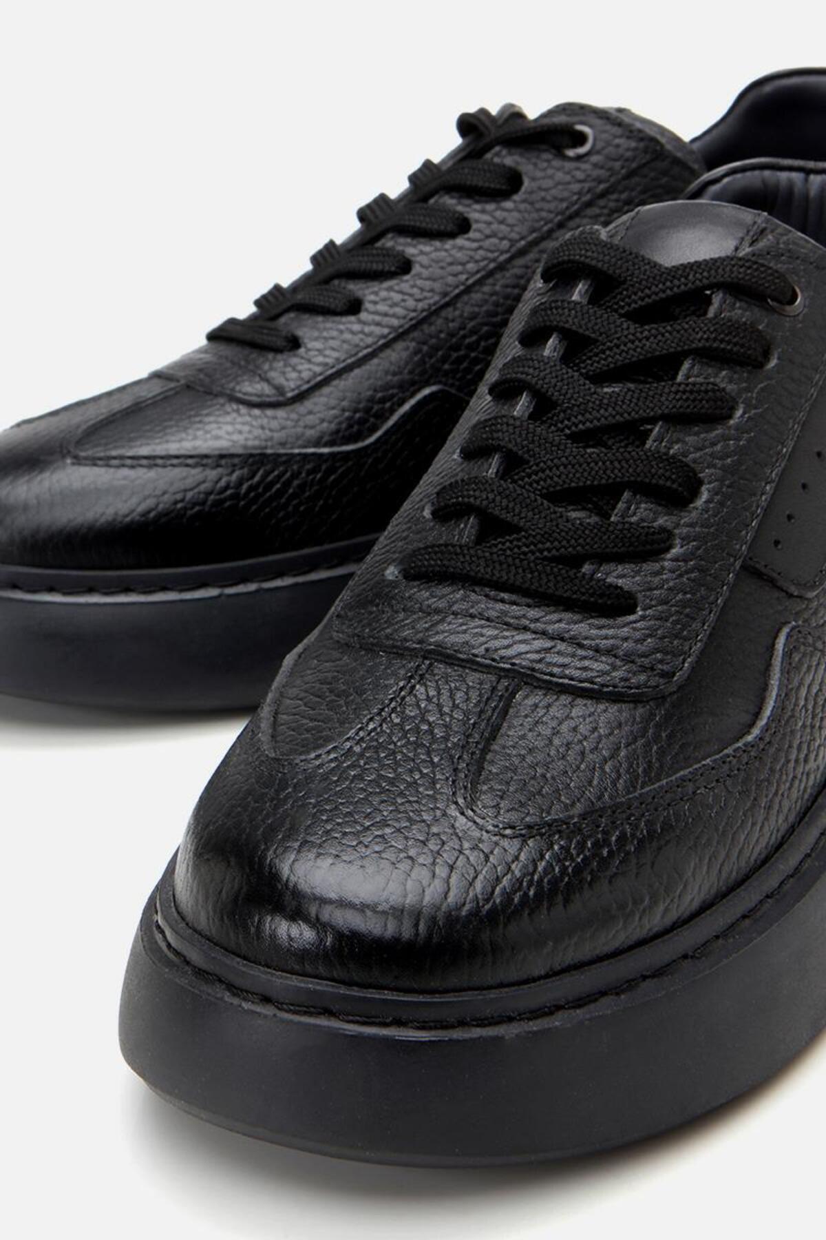 Yaya by Hotiç-Schwarze Herren-Freizeitschuhe aus echtem Leder 6