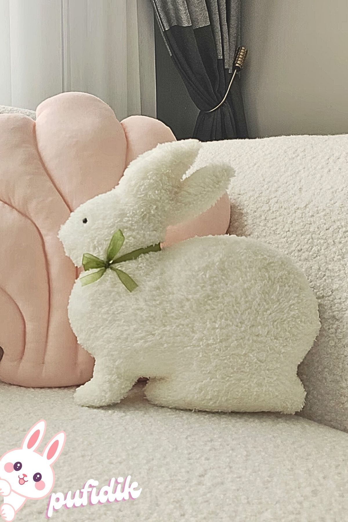 KAŞIKBEY Bunny Frıend Tavşan Bebek Çocuk  Uyku Arkadaşı Sevimli Peluş Slikon Boncuk Eylaf Dolgu Tavşan Yastık