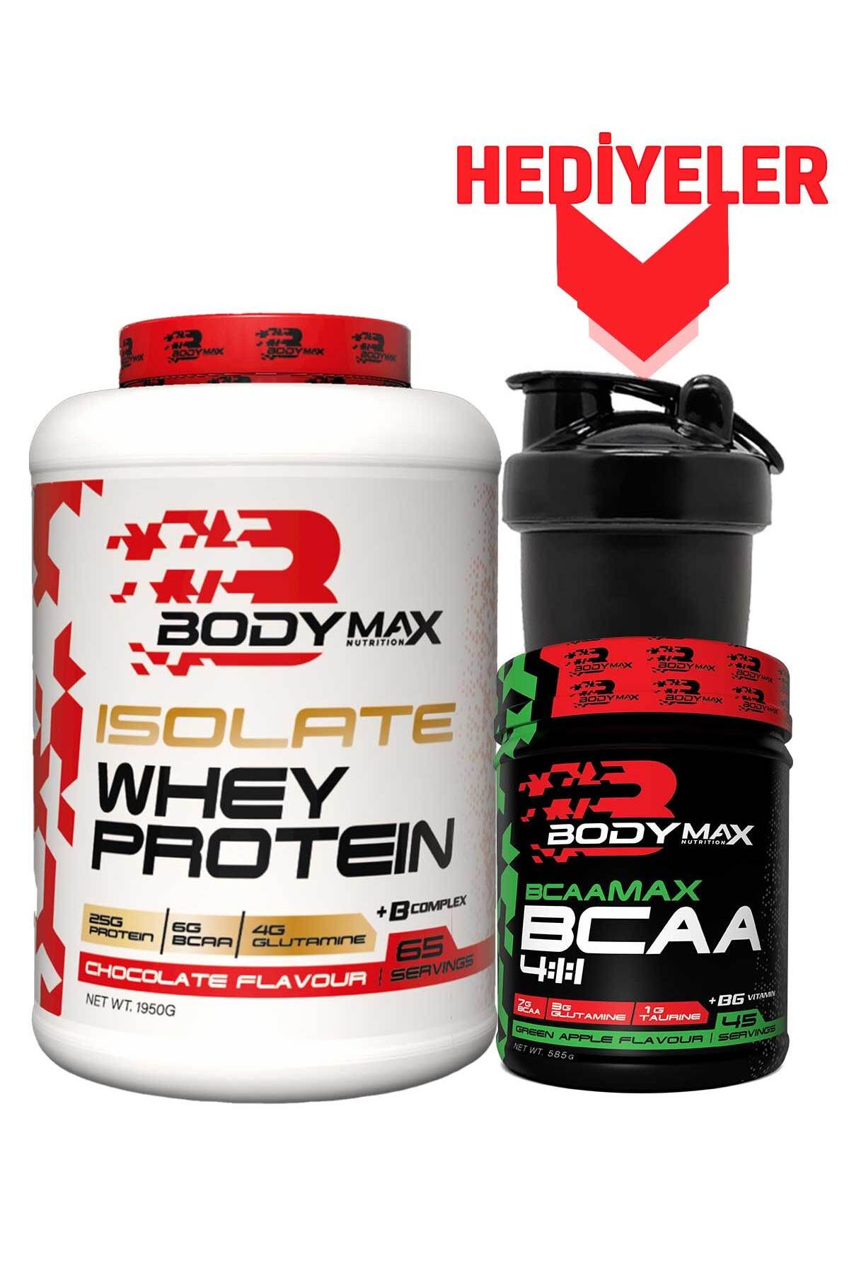 BODYMAX Isolate Whey Protein 1950gr Çikolatalı + BcaaMax Bcaa 585gr Yeşil Elma Aromalı + Shaker Hediyeli